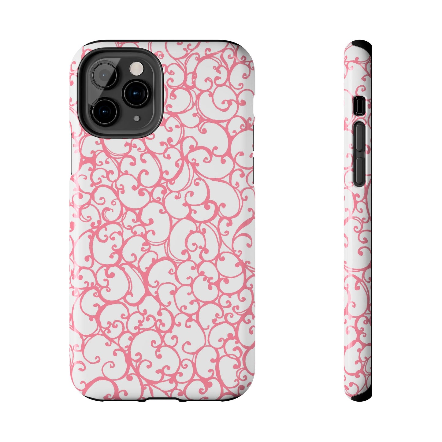 Scrollie White / Pink Phone Case