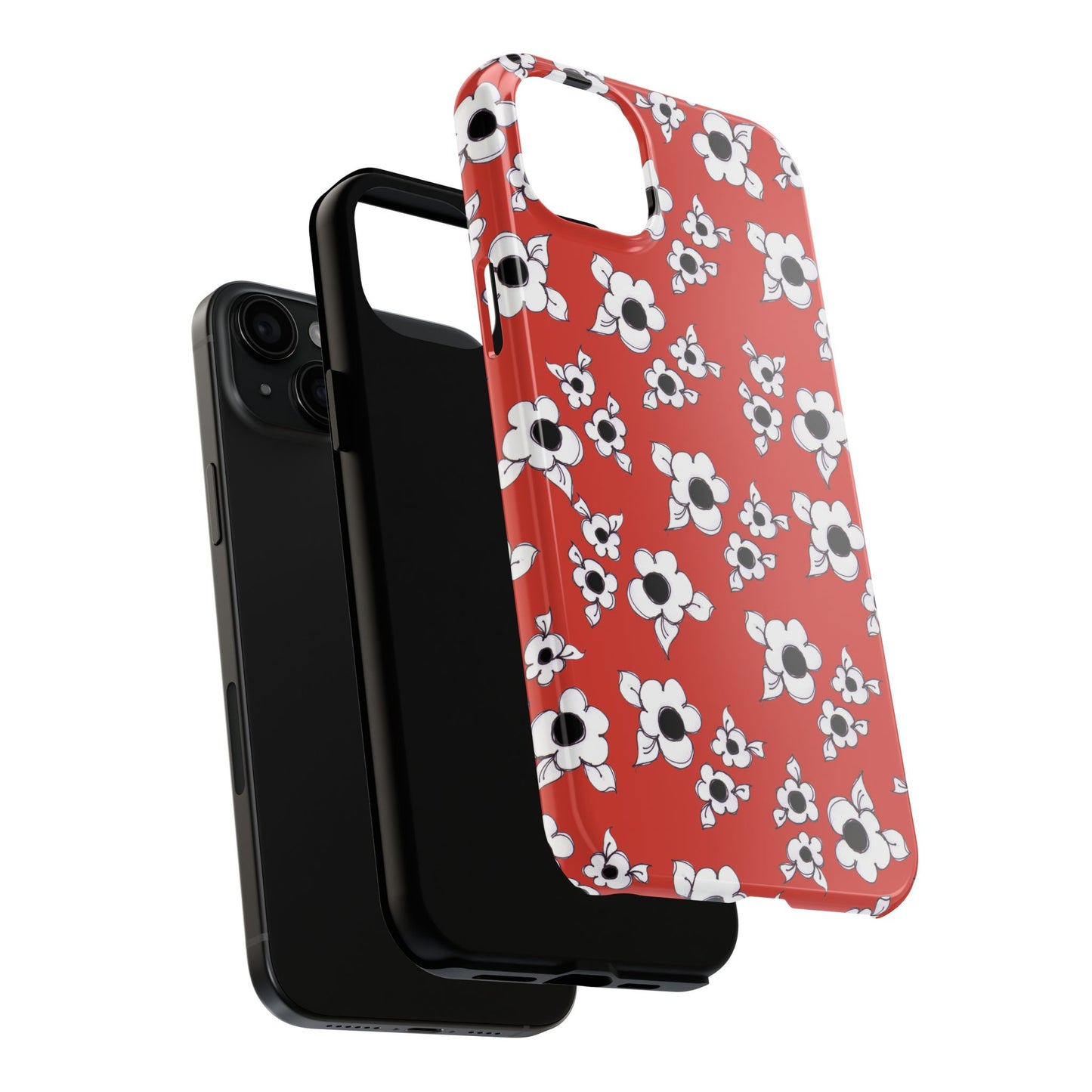 Daisy Cluster Red / Black Phone Case