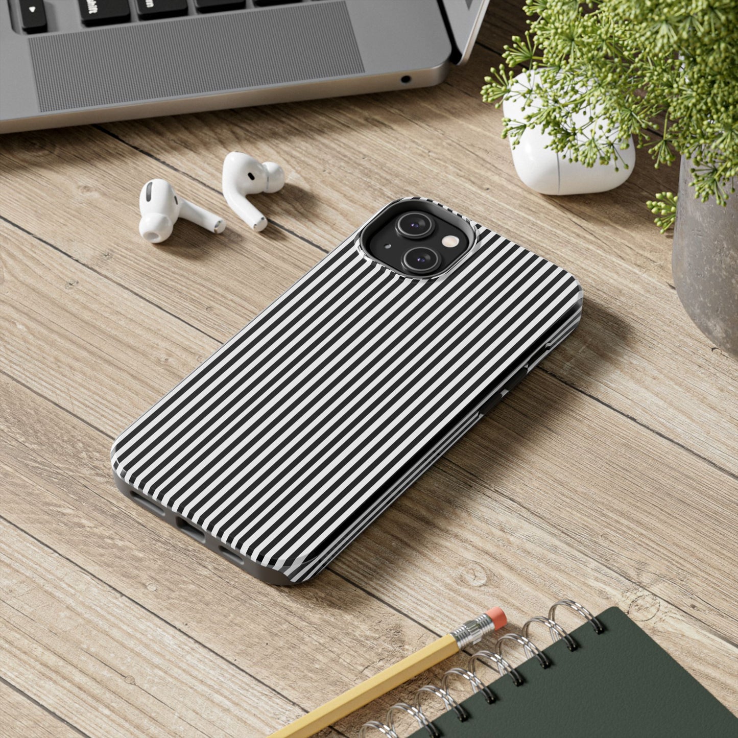 Stripe White / Black Phone Case
