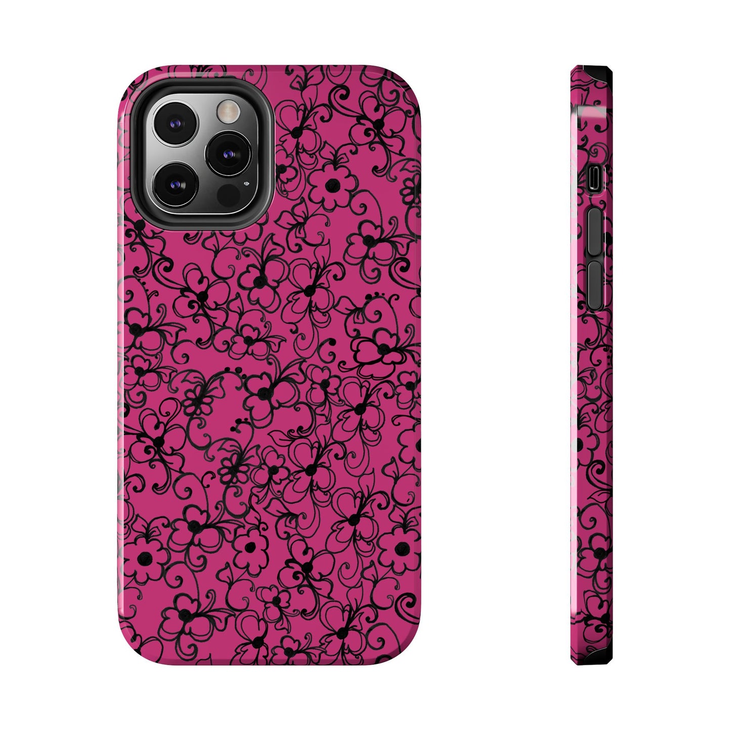 Daisy Jungle Pink / Black Phone Case