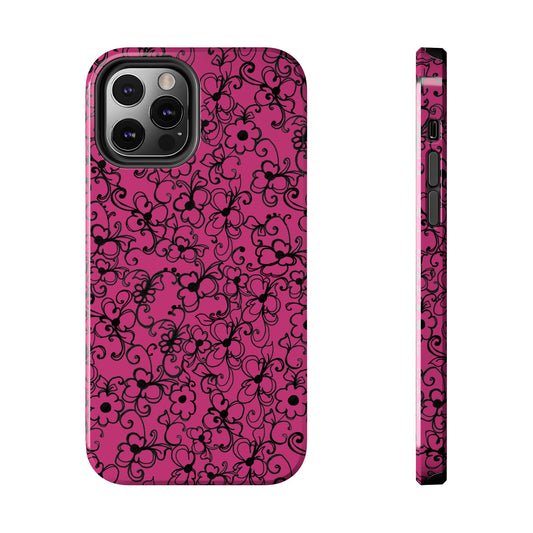 Daisy Jungle Pink / Black Phone Case
