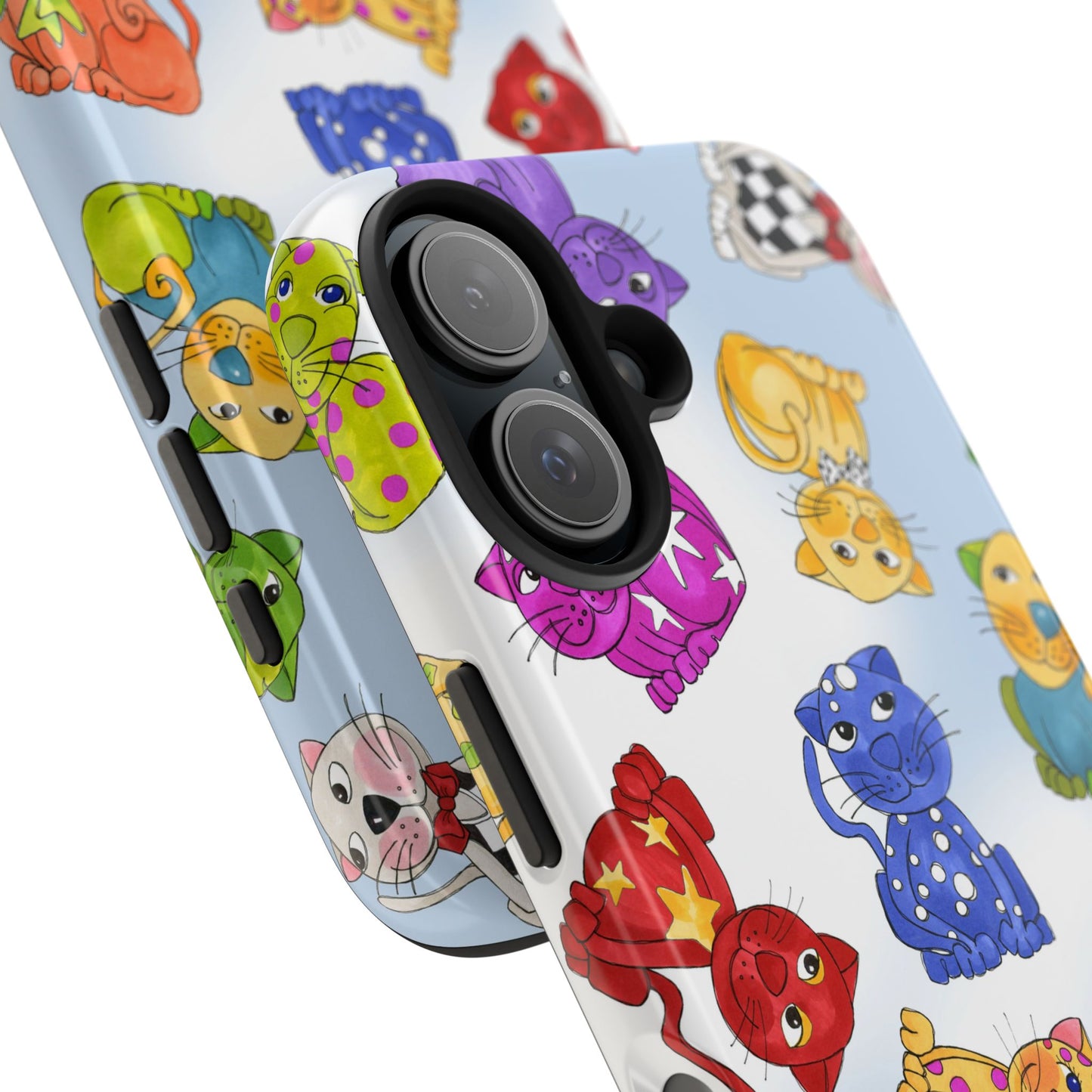 Tossed Happy Cats Blue Sky Phone Case