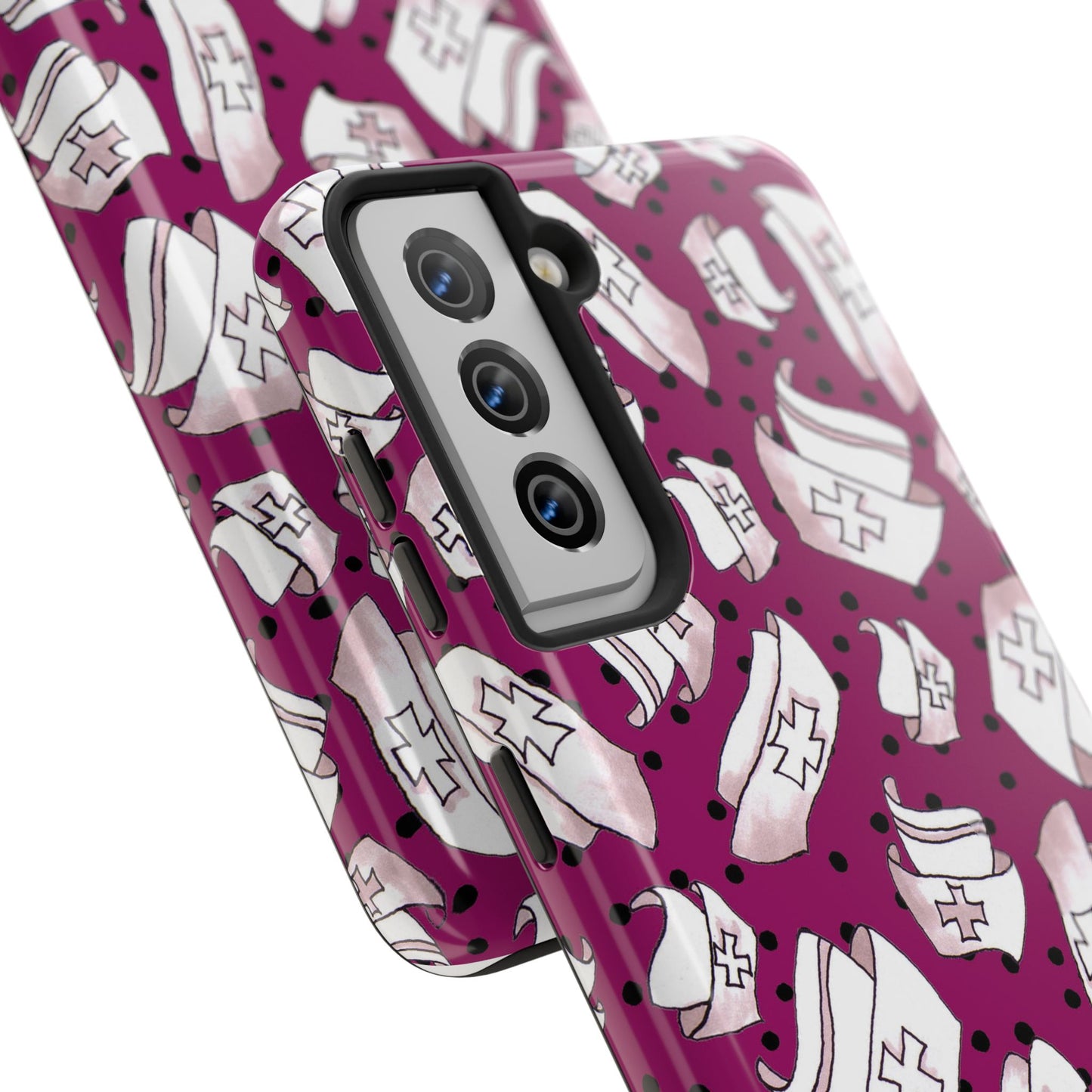 Med Hats Burgundy / Black Phone Case