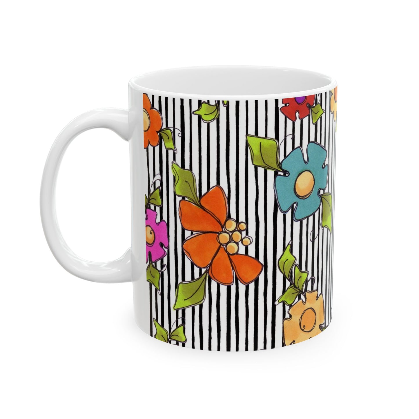 Dog Blooms White / Black Cup