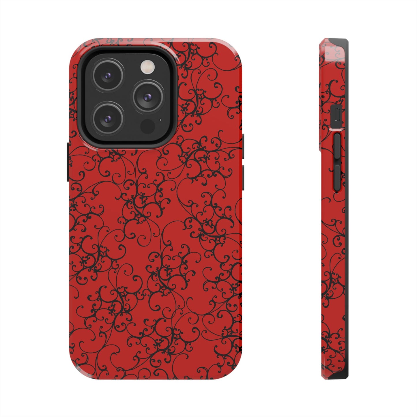 Elegant Scroll Red / Black Phone Case