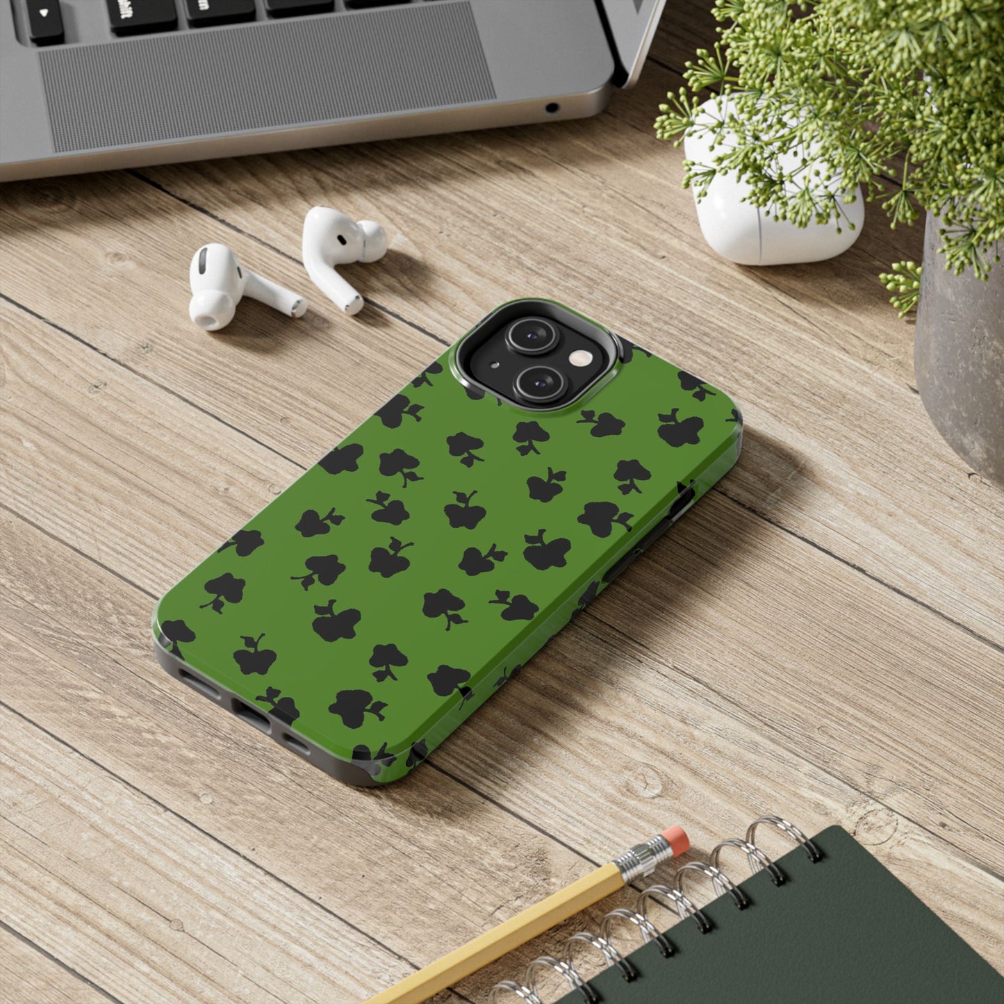 Happy Apples Green / Black Phone Case