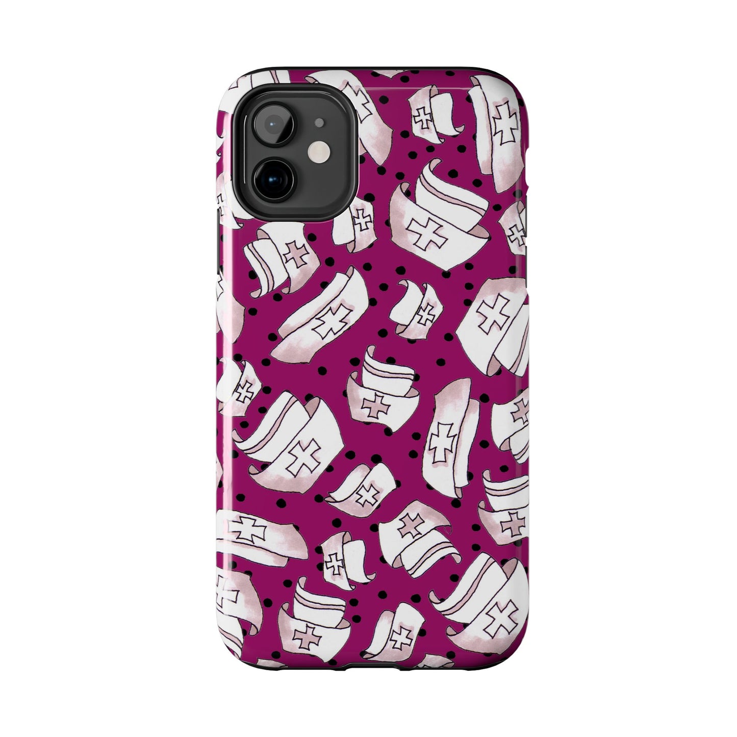 Med Hats Burgundy / Black Phone Case