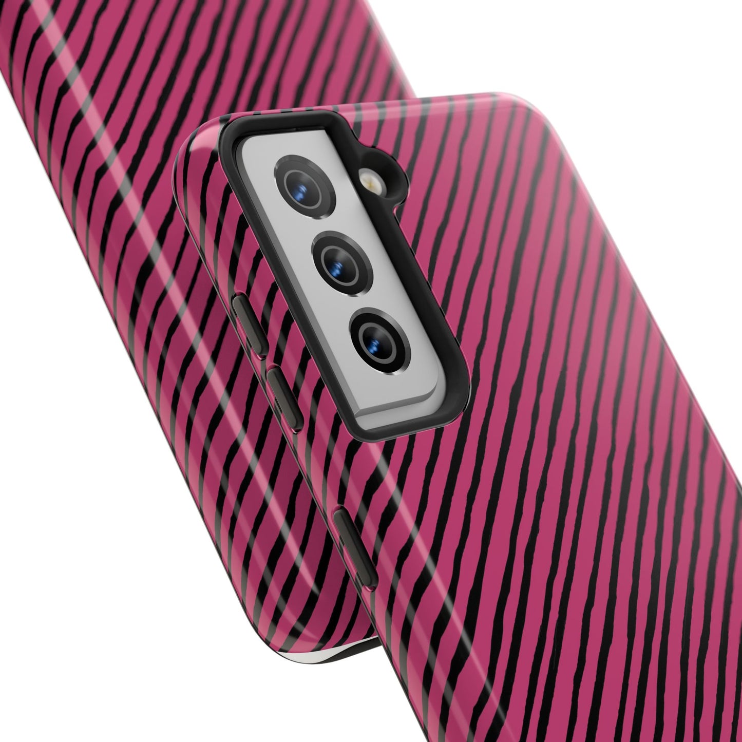 Quirky Bias Stripe Magenta / Black Phone Case