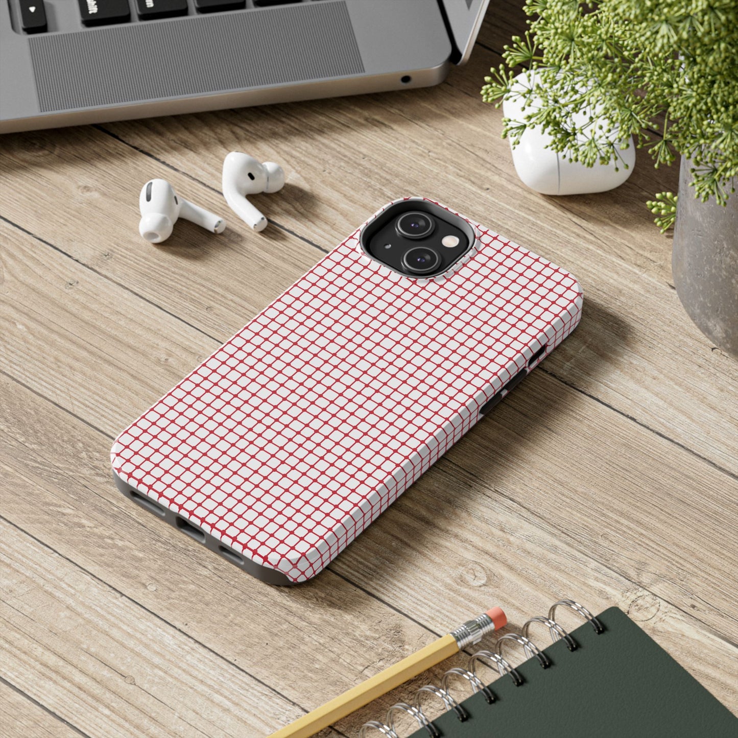 Dot Grid White / Red Phone Case