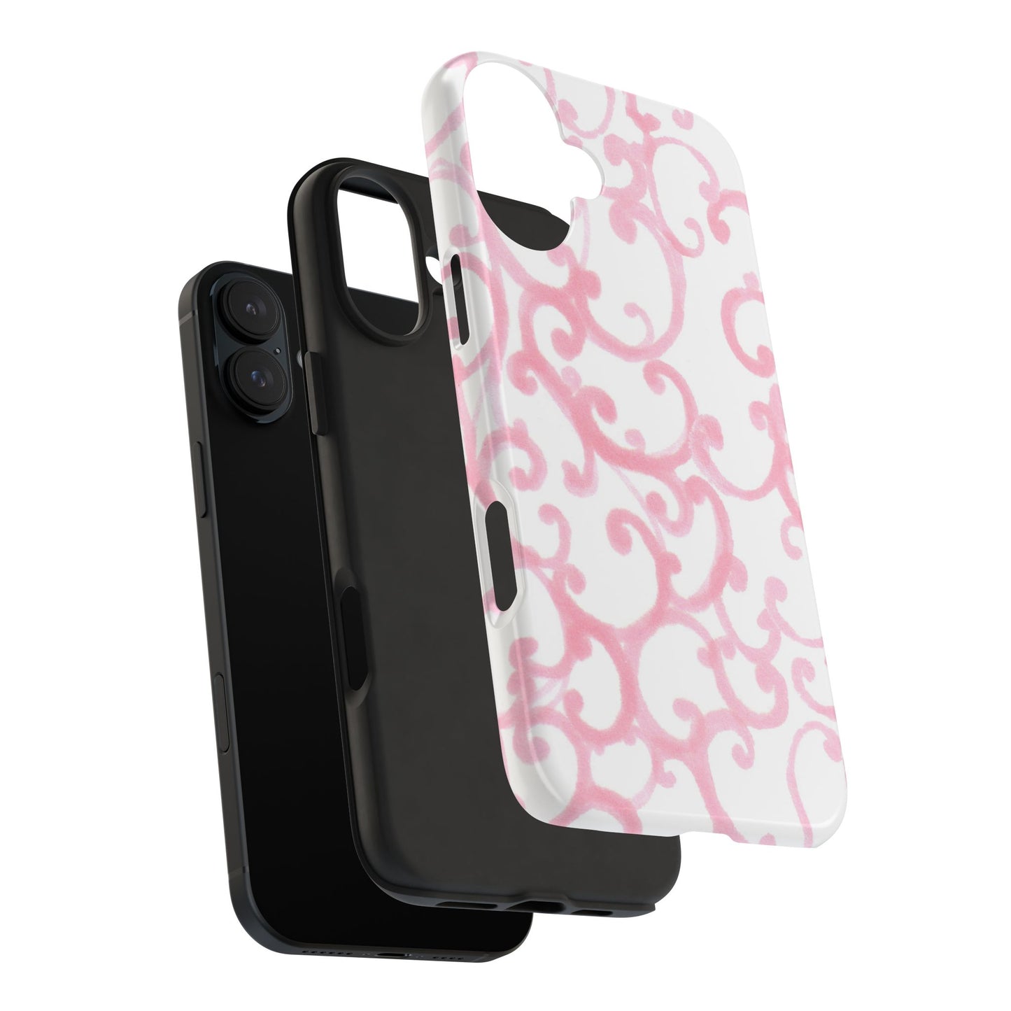 Scrollie White / Pink Phone Case