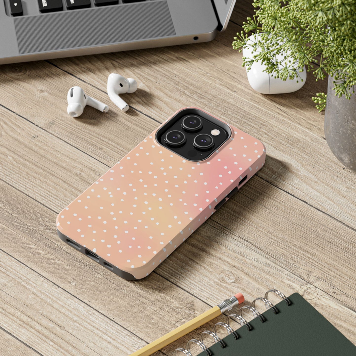 Dinky Dots Peach / White Phone Case