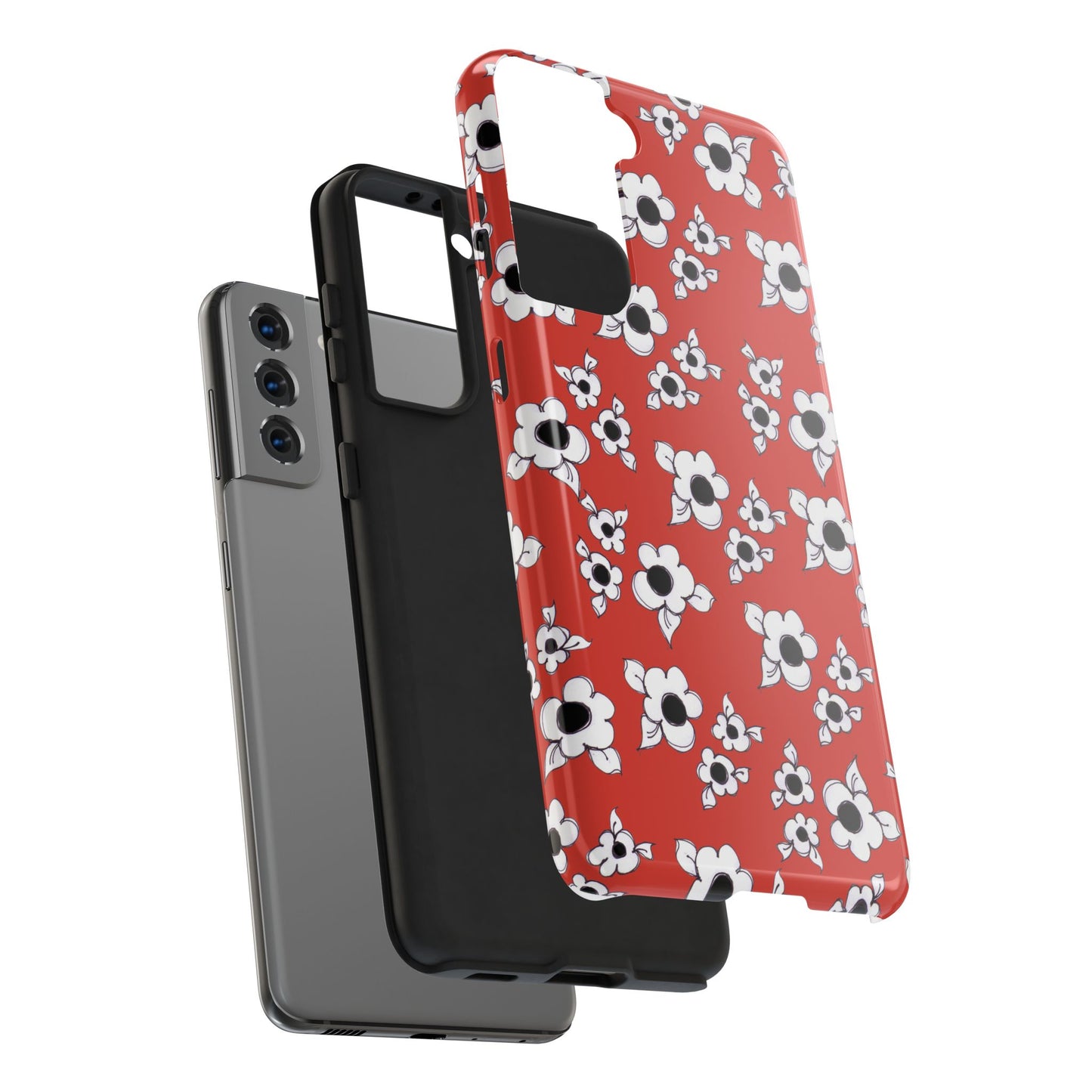 Daisy Cluster Red / Black Phone Case