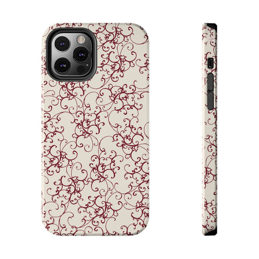 Elegant Scroll Ivory / Red Phone Case