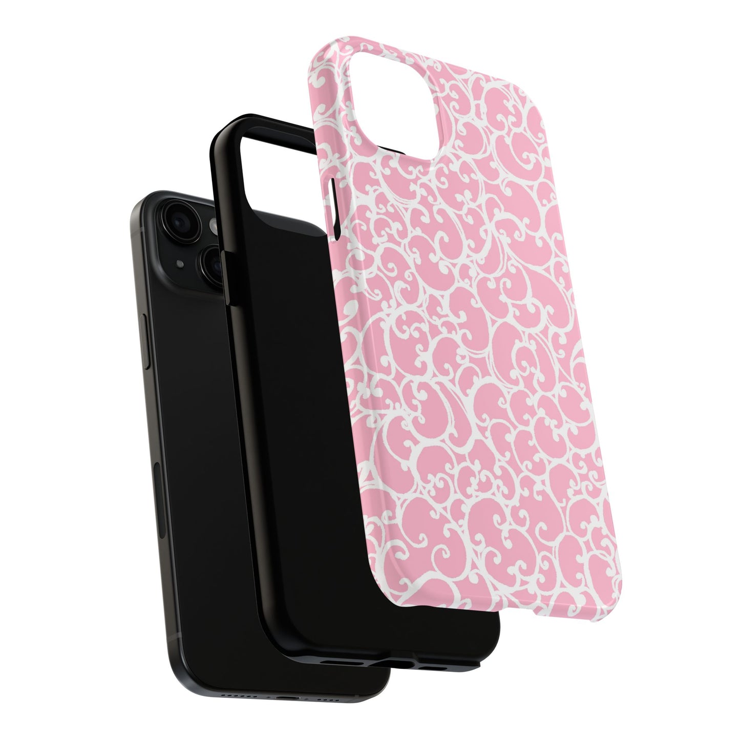 Scrollie Pink / White Phone Case