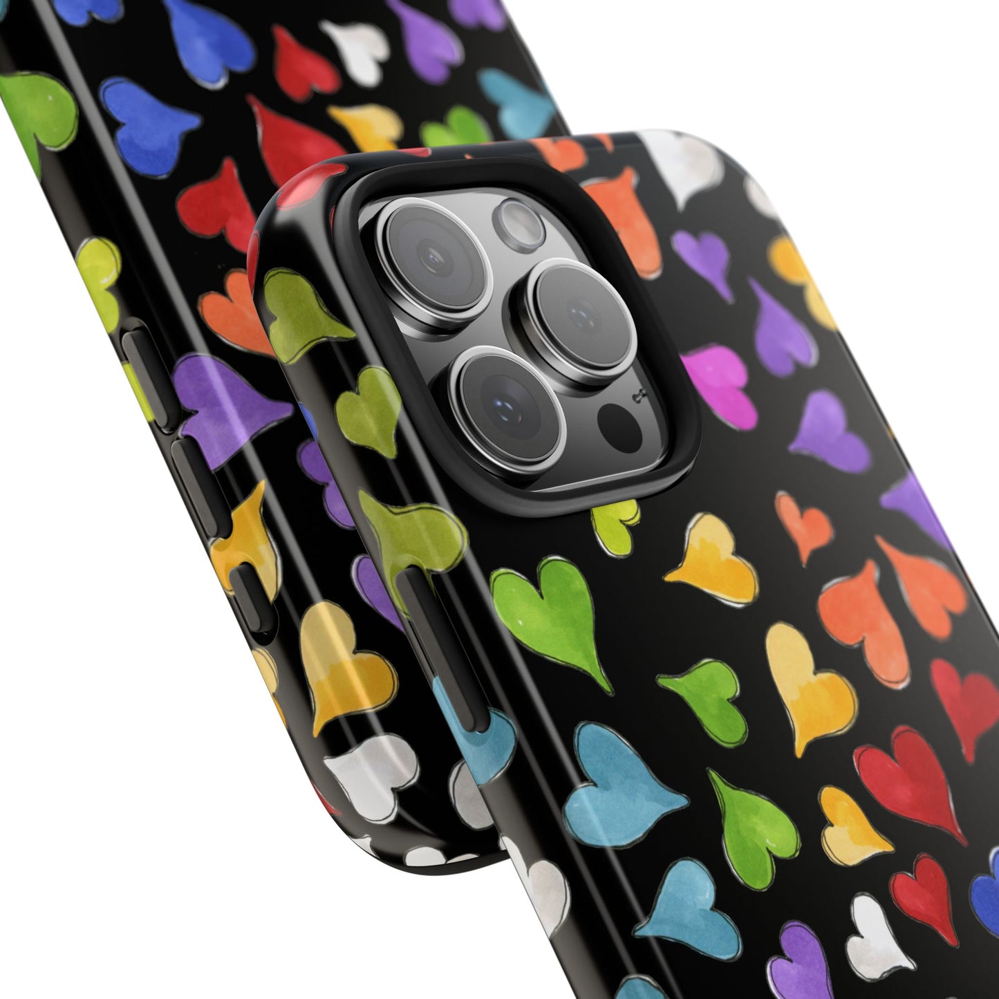 Happy Hearts Black Phone Case