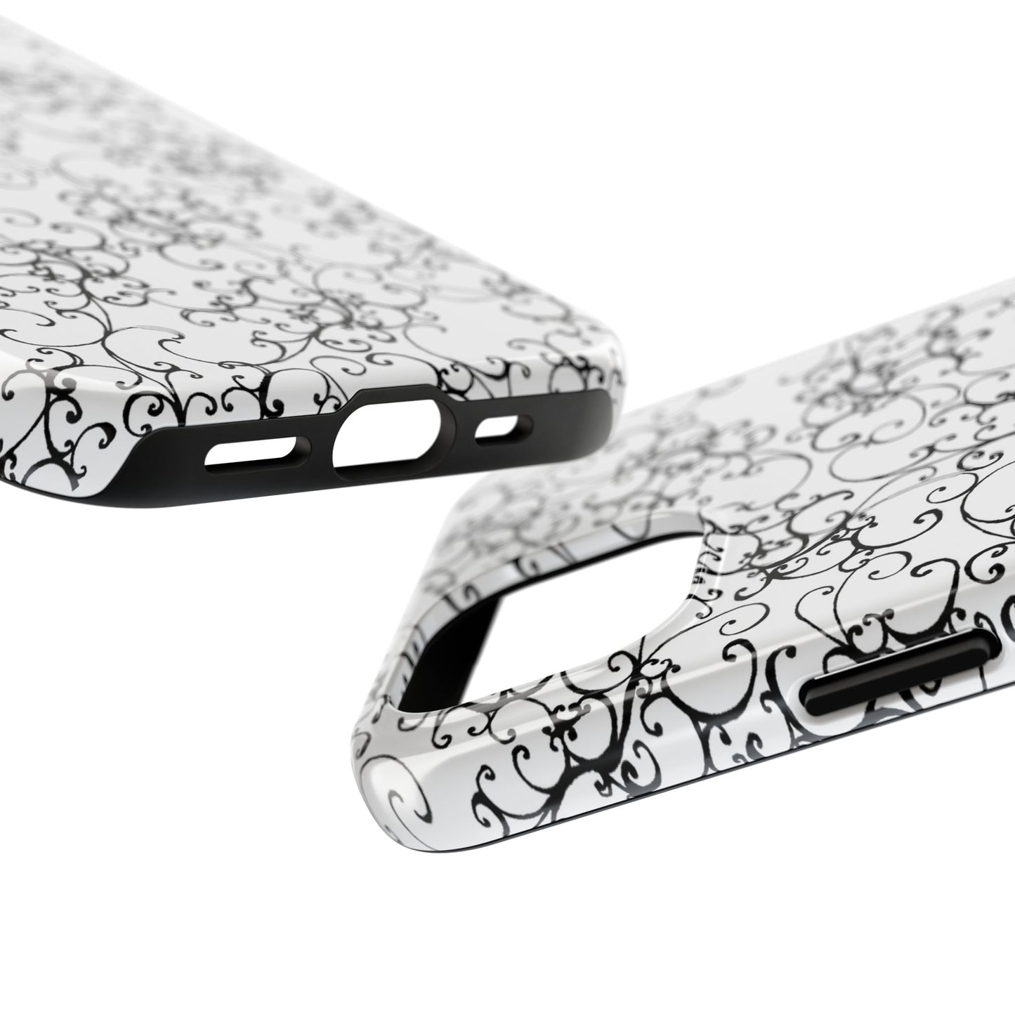 Elegant Scroll White / Black Phone Case