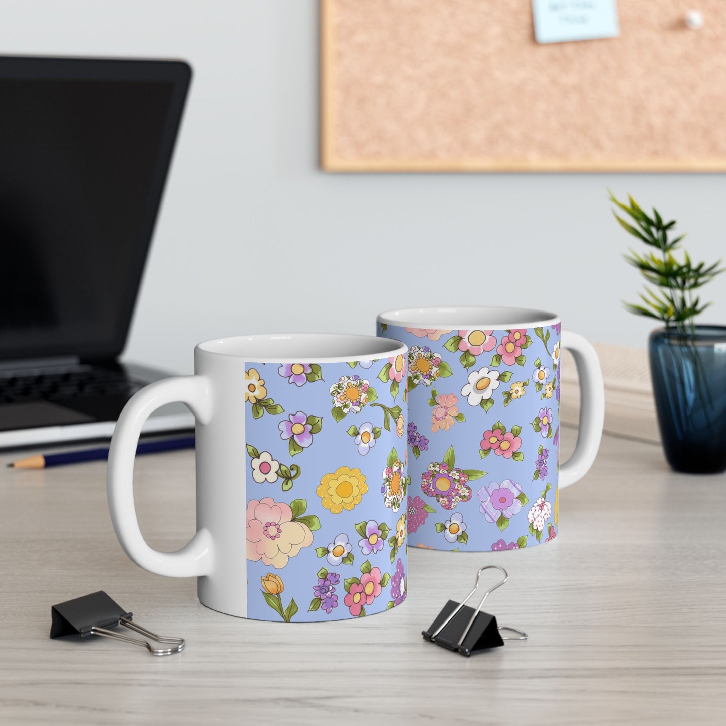 Flowery Blue Cup