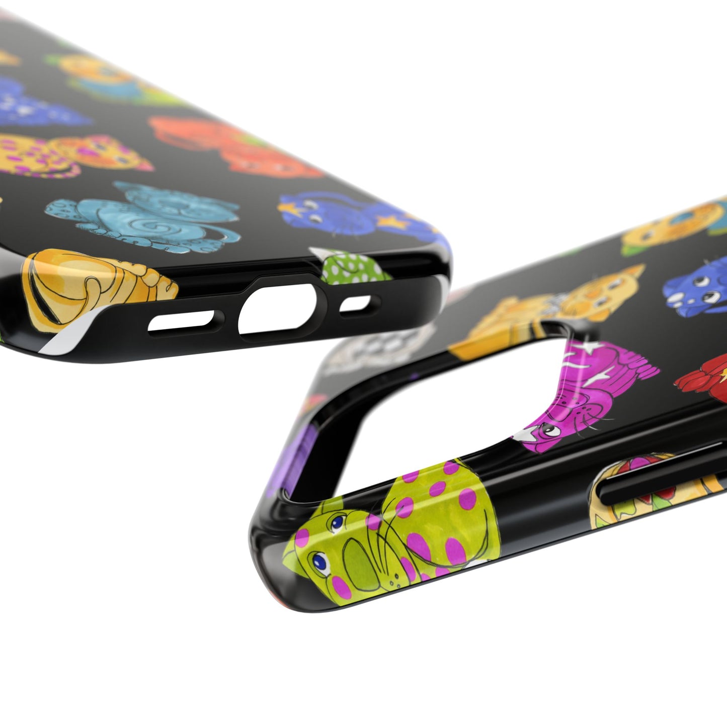 Tossed Happy Cats Black Phone Case
