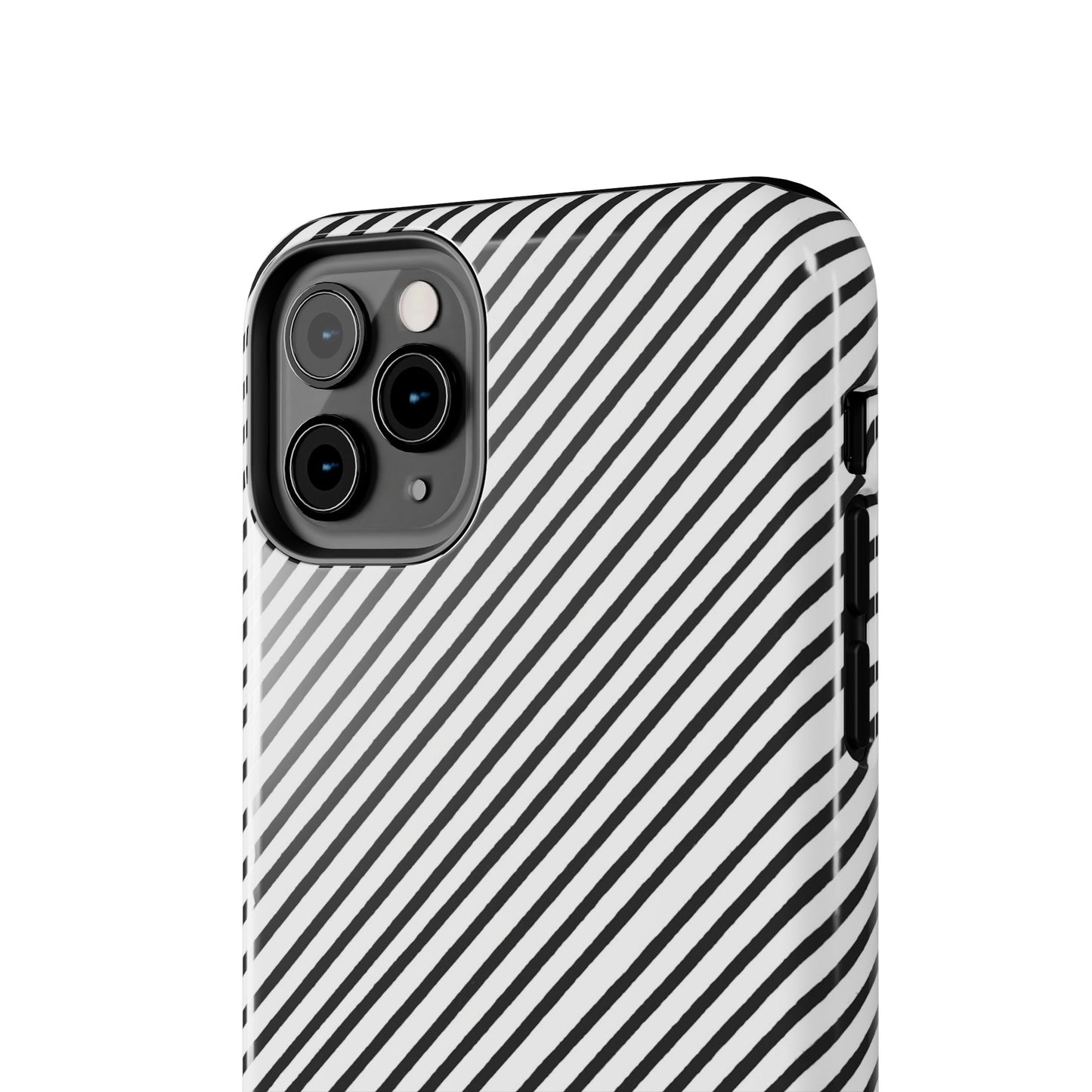 Diagonal Stripe White / Black Phone Case