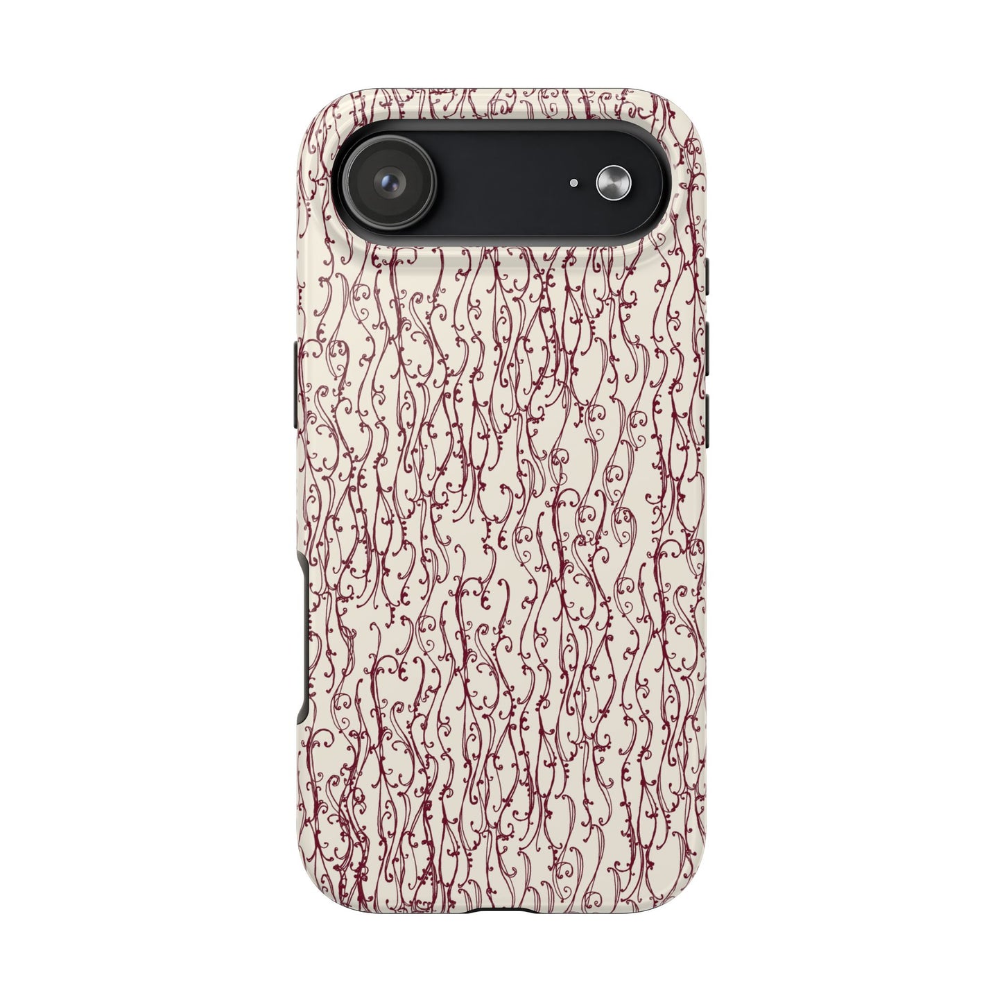 Swan Scroll Ivory / Red Phone Case