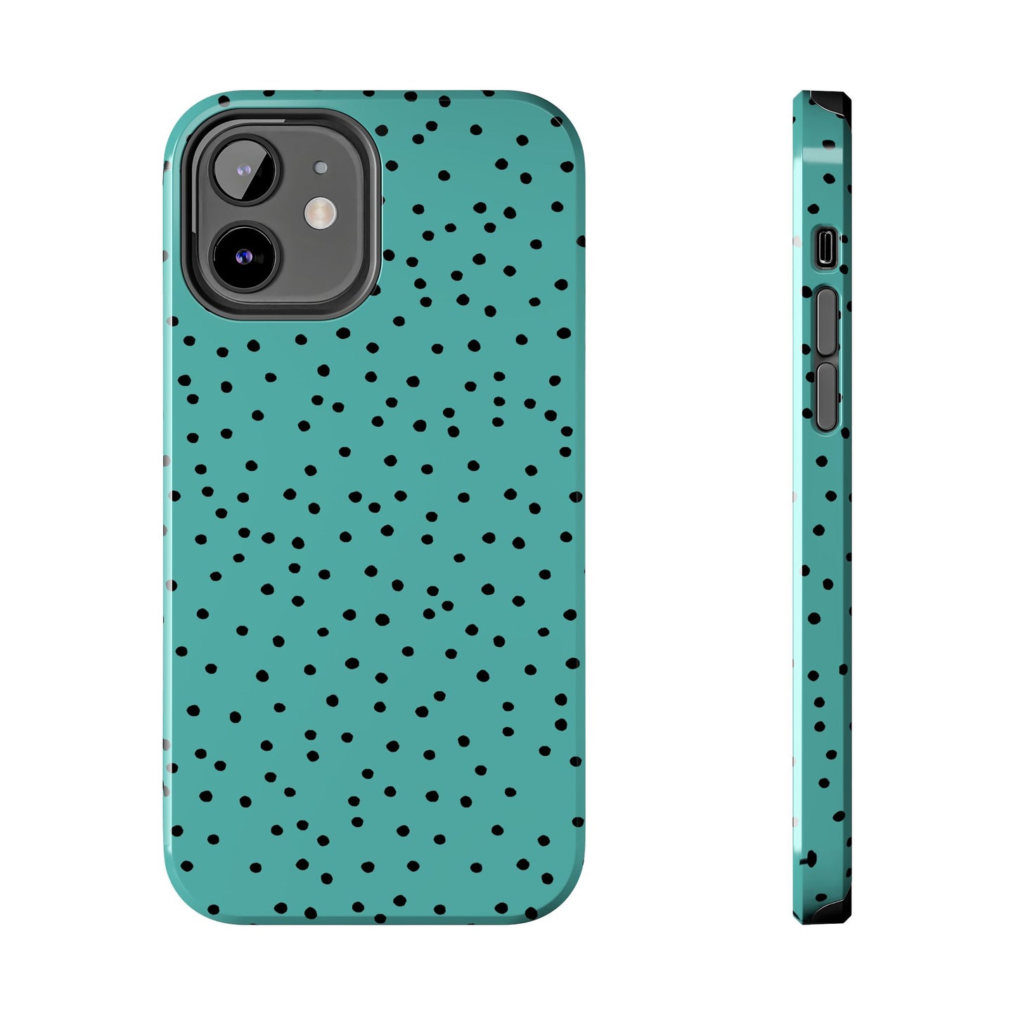 Dinky Dots Turquoise / Black Phone Case