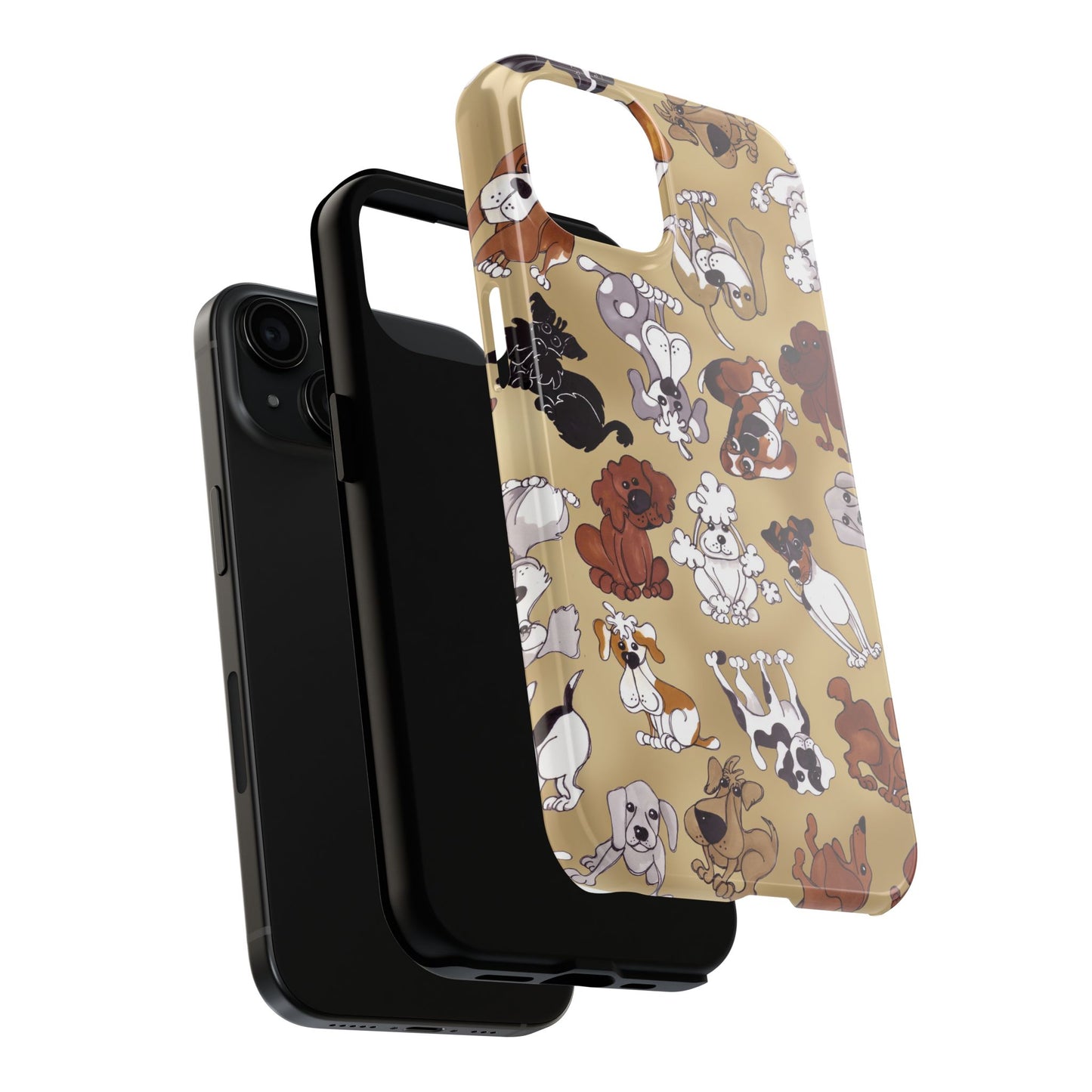 Tossed Doggies Tan Phone Case