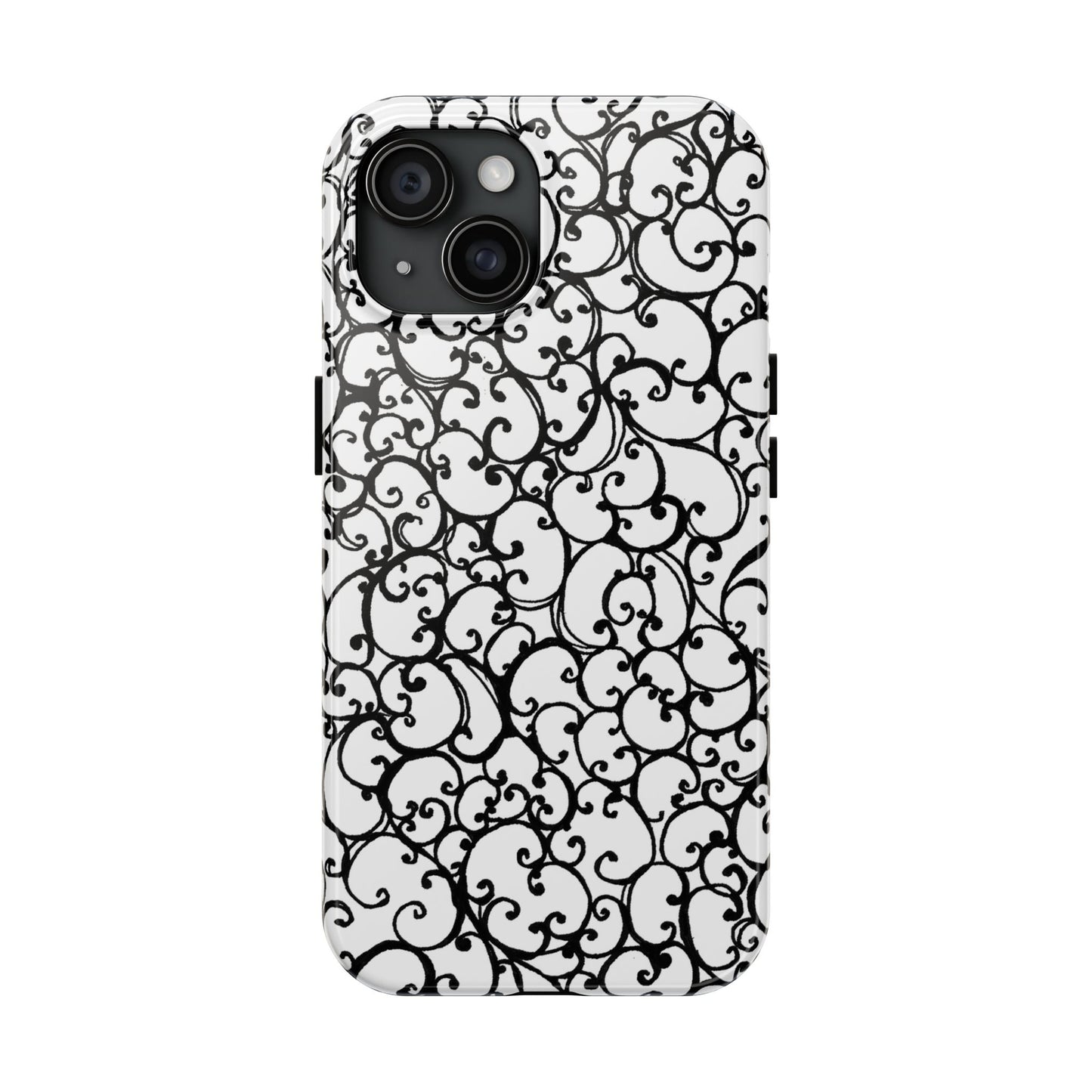 Scrollie White / Black Phone Case