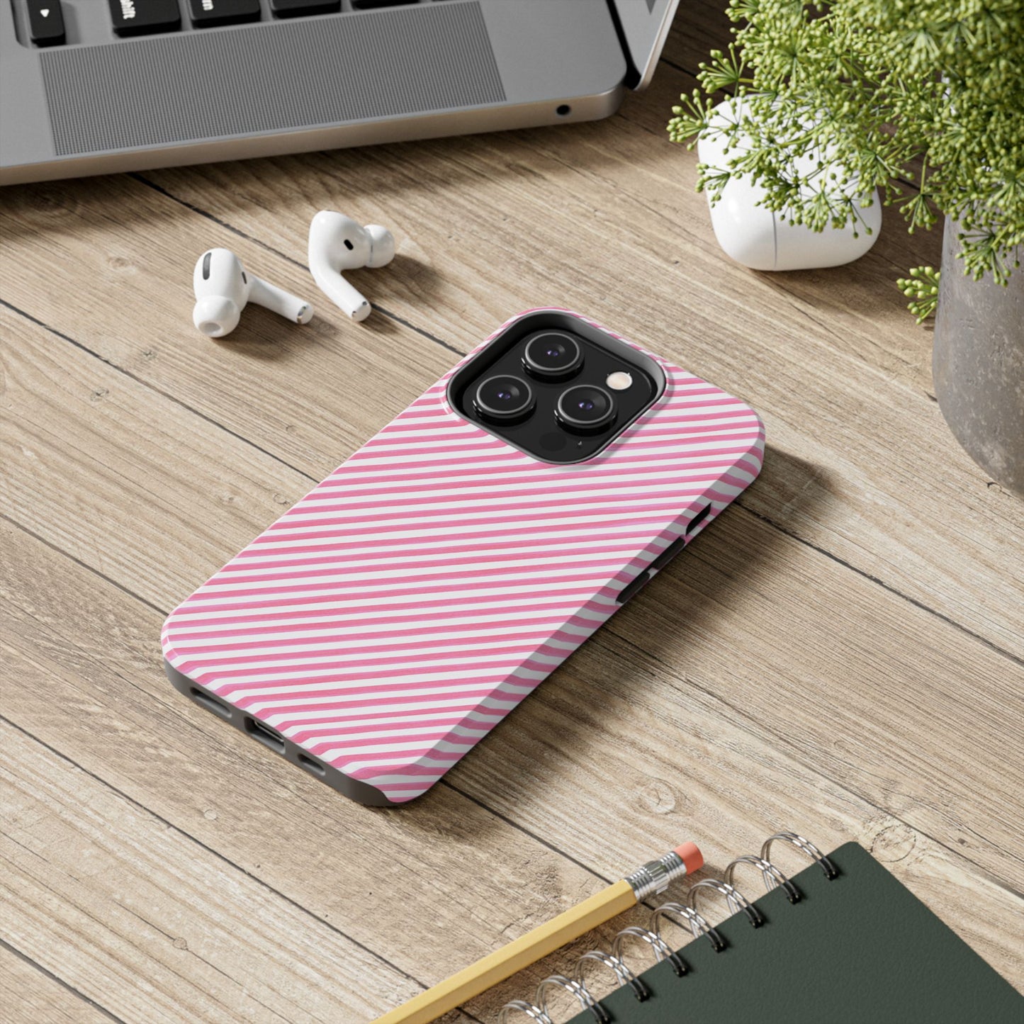 Bias Stripe Pink / White Phone Case