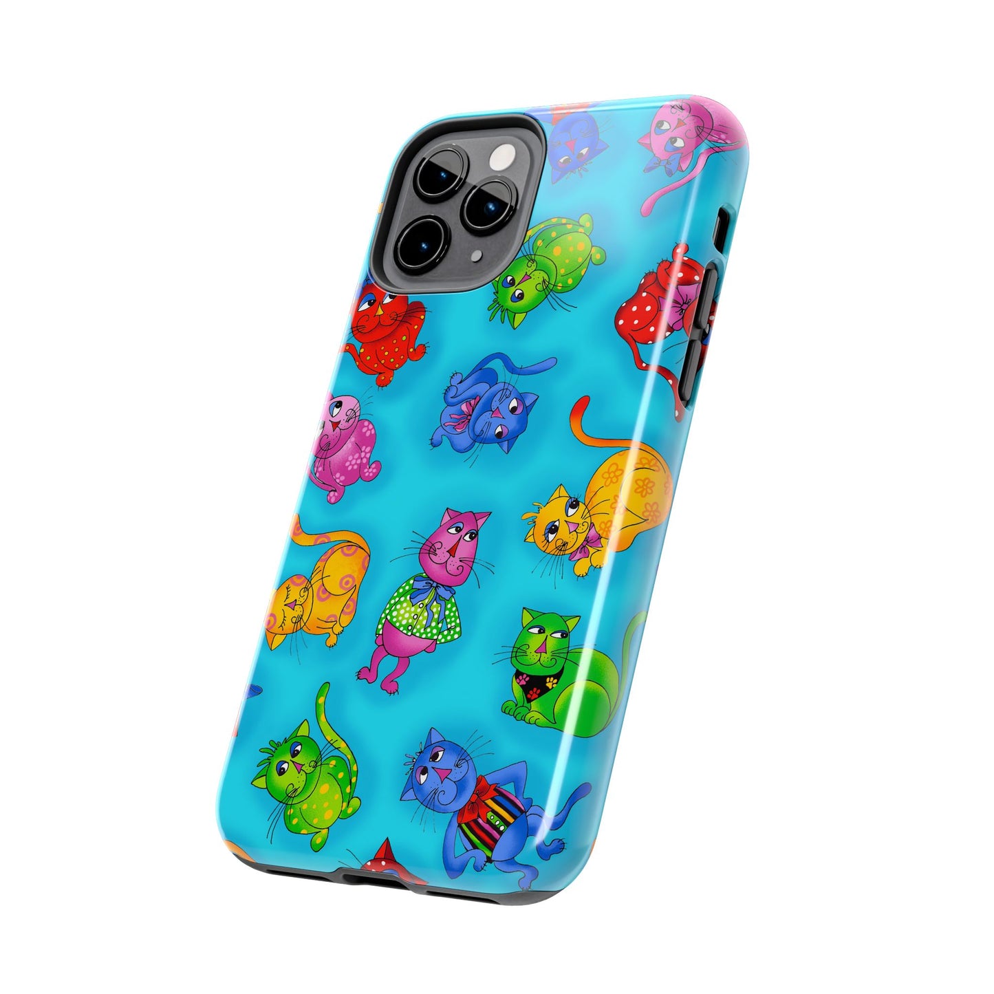 Tossed Cool Cats Turquoise Phone Case