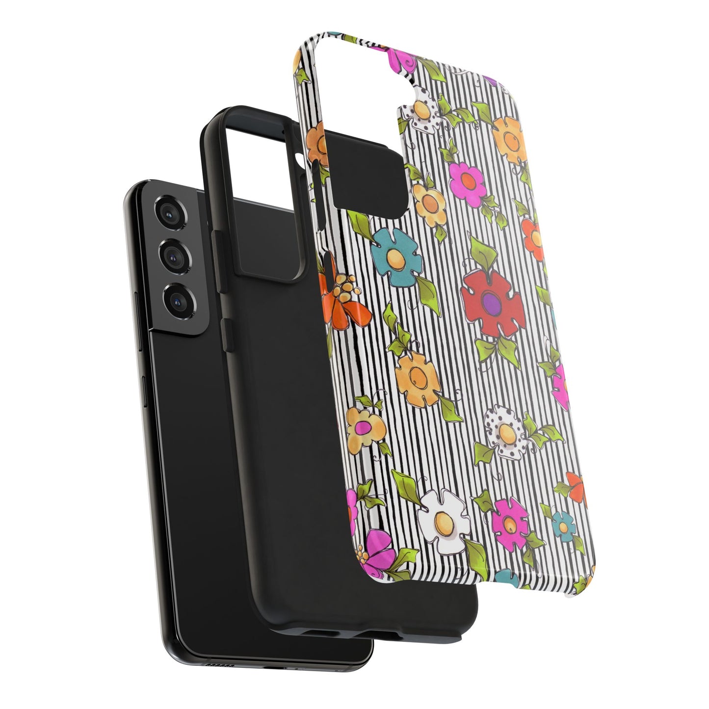 Dog Blooms White / Black Phone Case