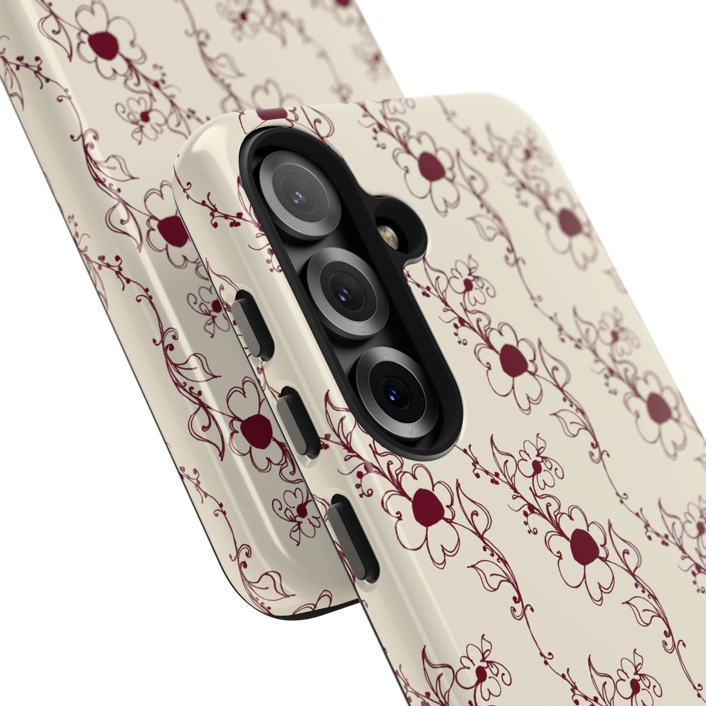 Diagonal Daisies Ivory / Red Phone Case