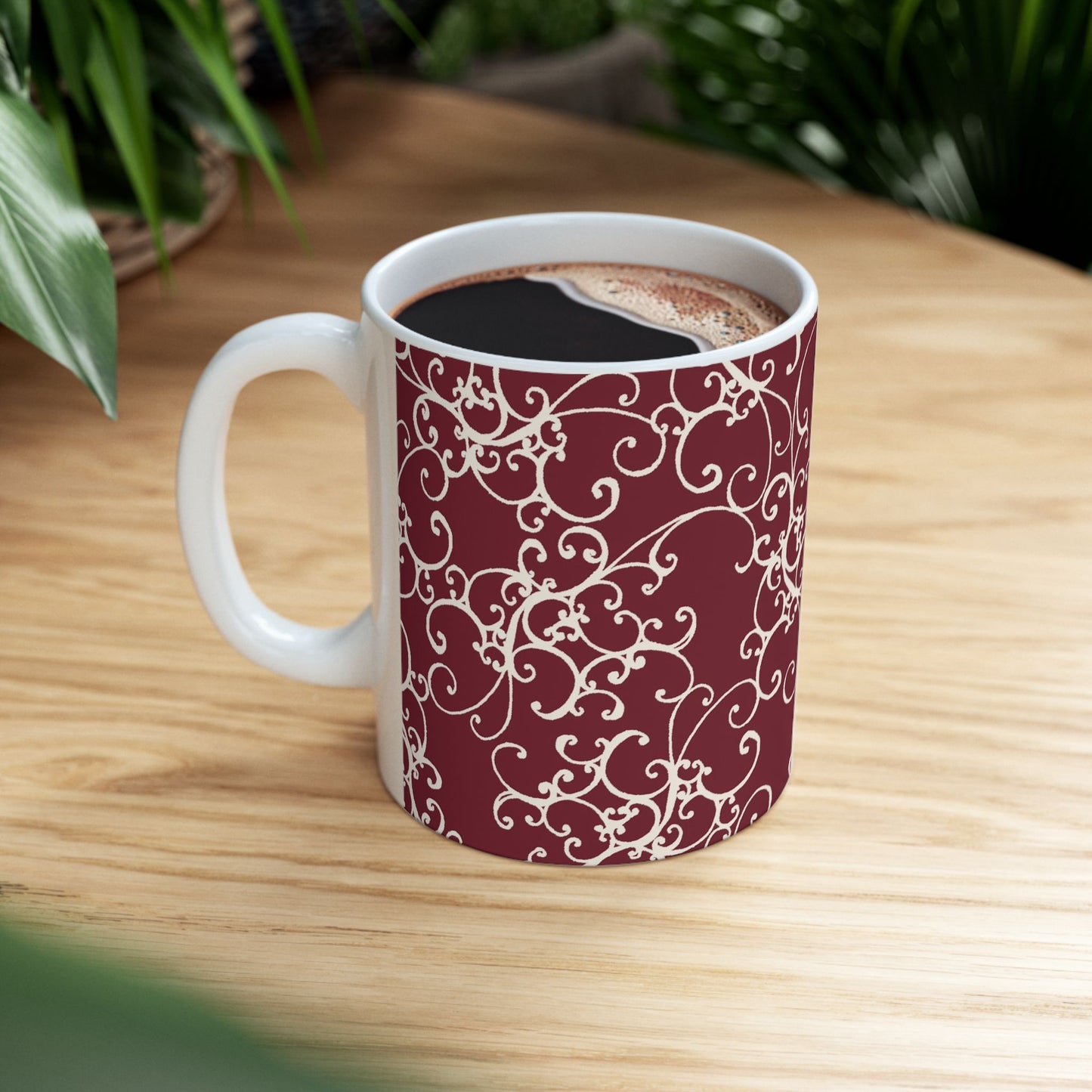 Elegant Scroll Red / Ivory Cup