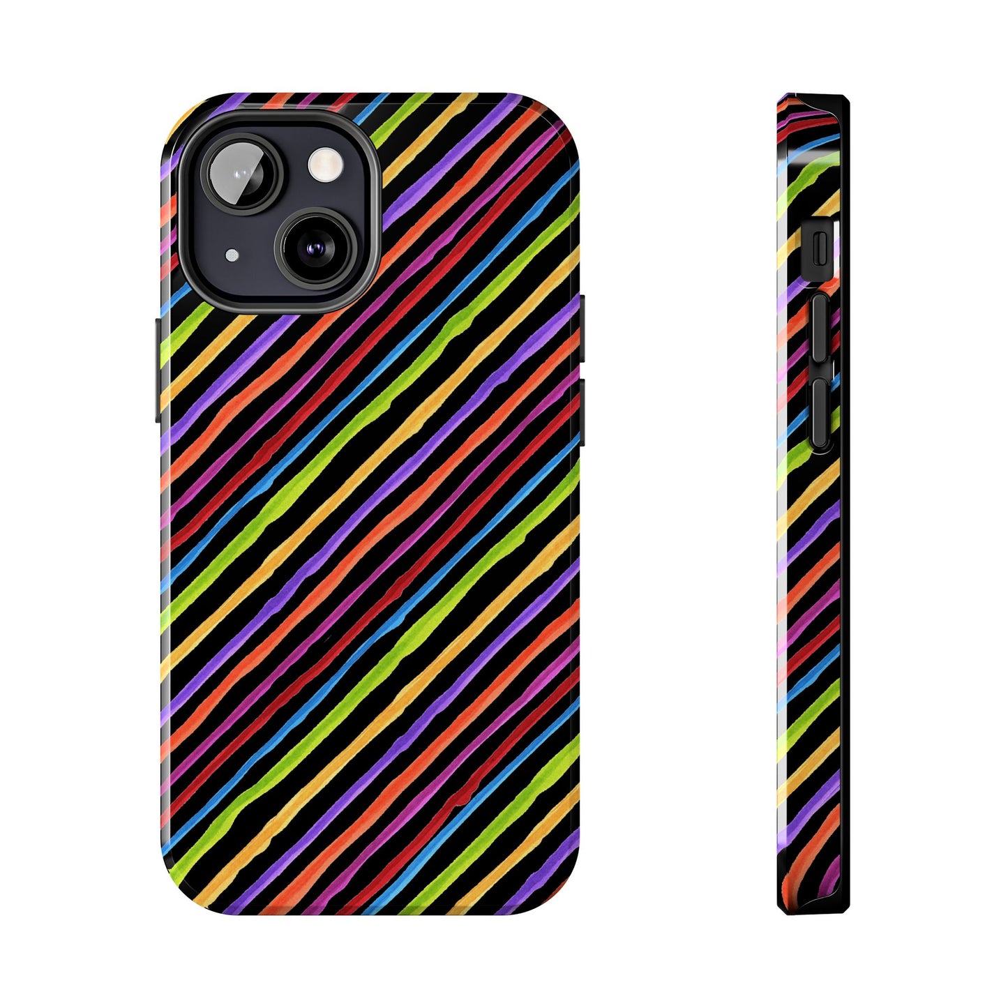 Quirky Bias Stripe Black Phone Case