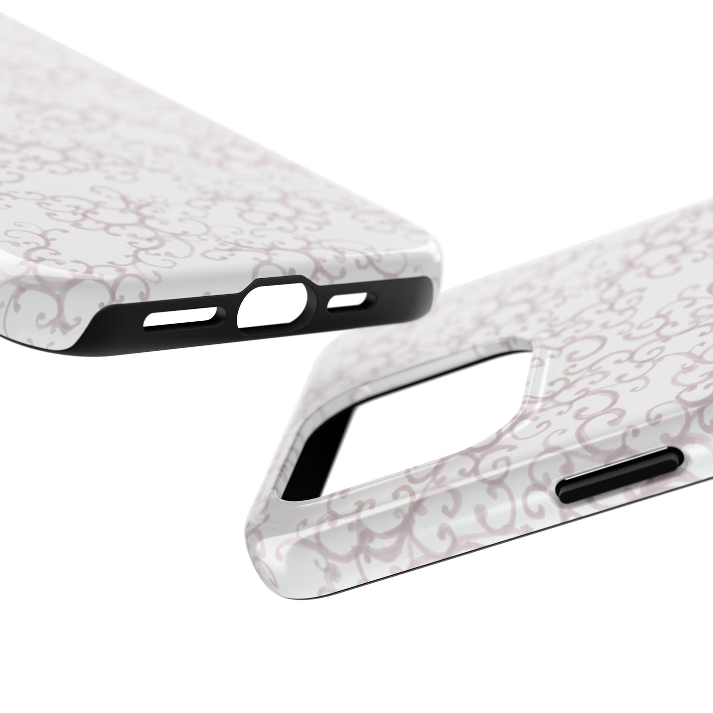 Scrollie White / Silver Phone Case