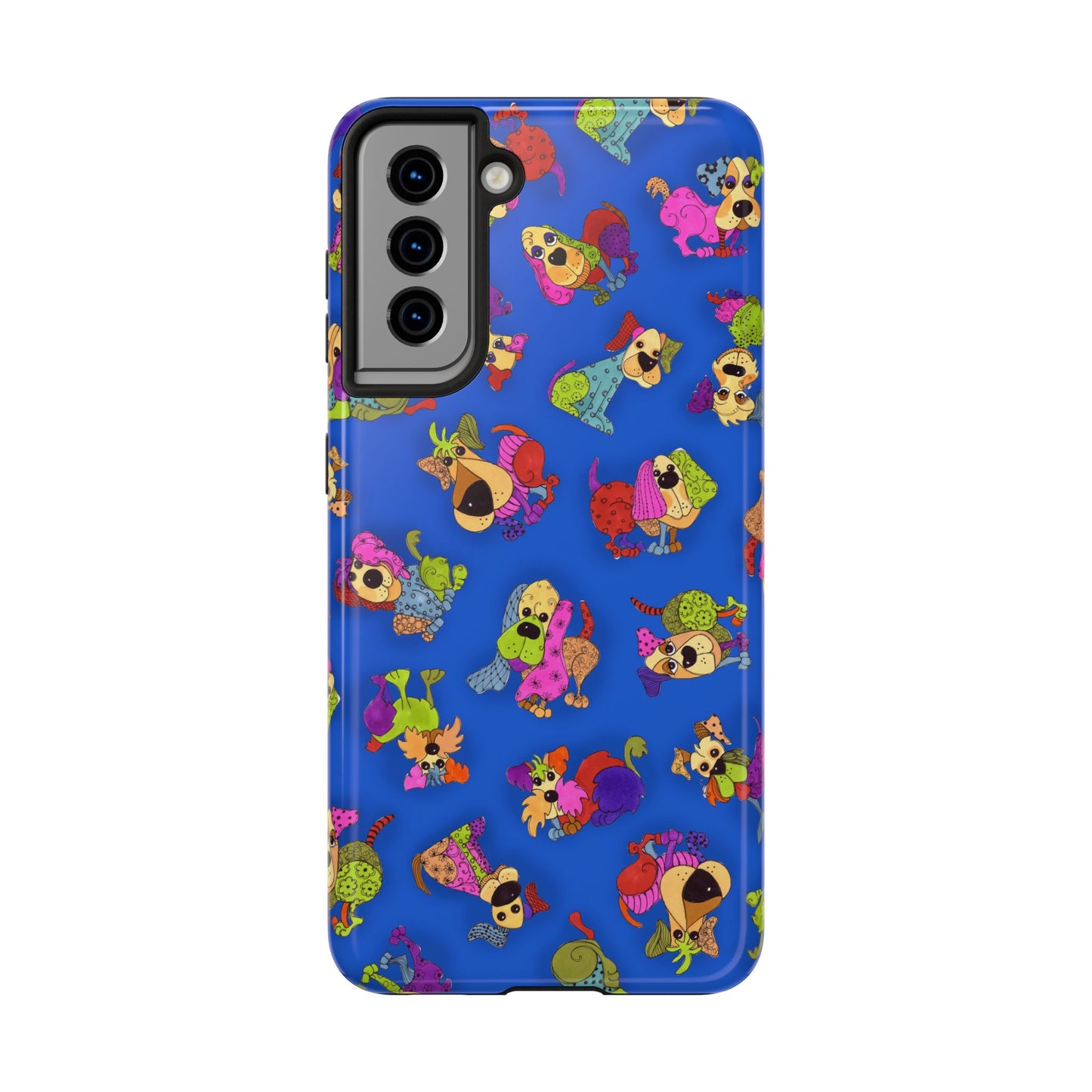 Tossed Happy Dogs Blue Phone Case