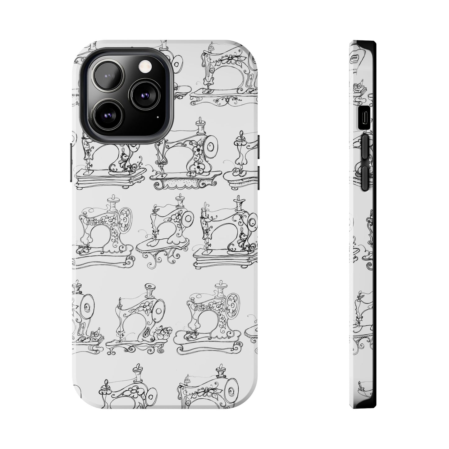 Sew Sew White / Black Phone Case