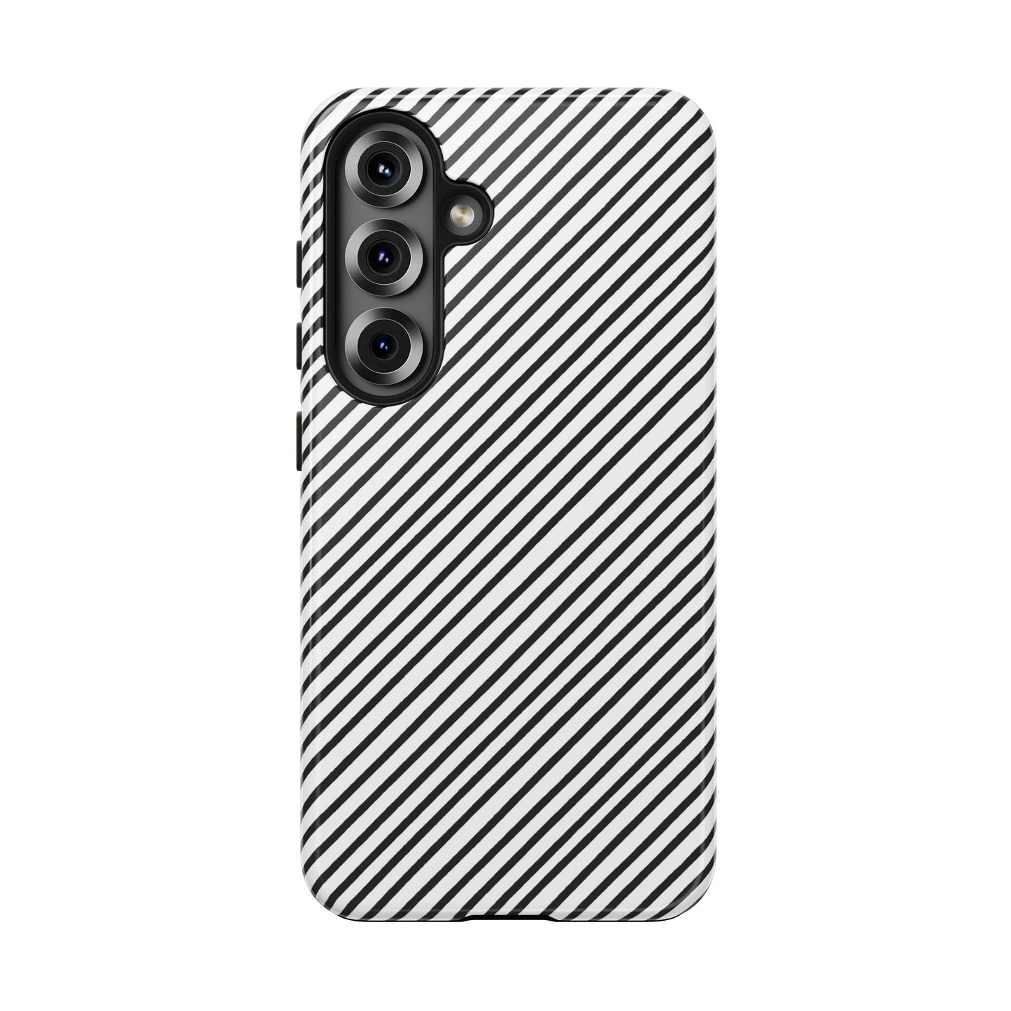 Diagonal Stripe White / Black Phone Case
