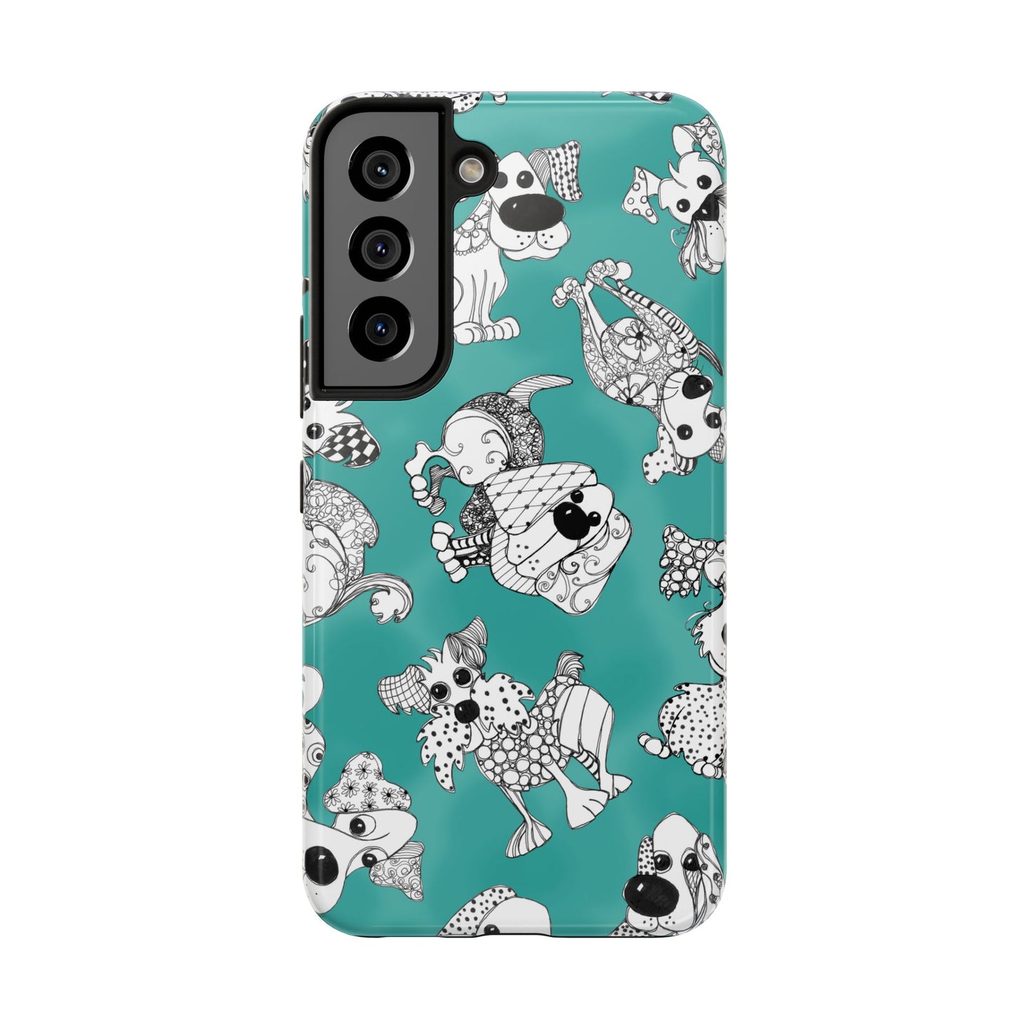 Doodle Dogs Turquoise Phone Case