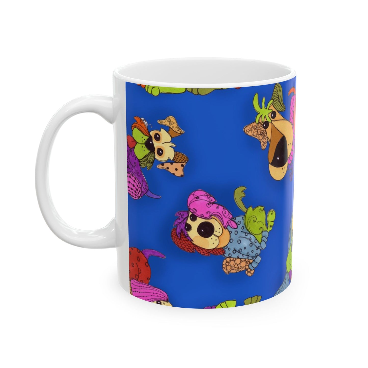 Tossed Happy Dogs Blue Cup