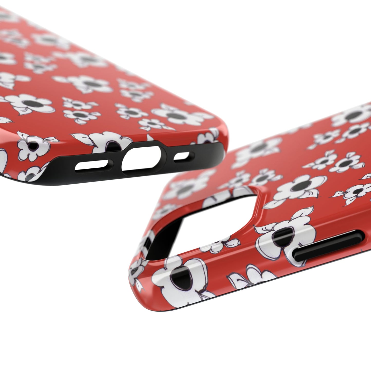 Daisy Cluster Red / Black Phone Case