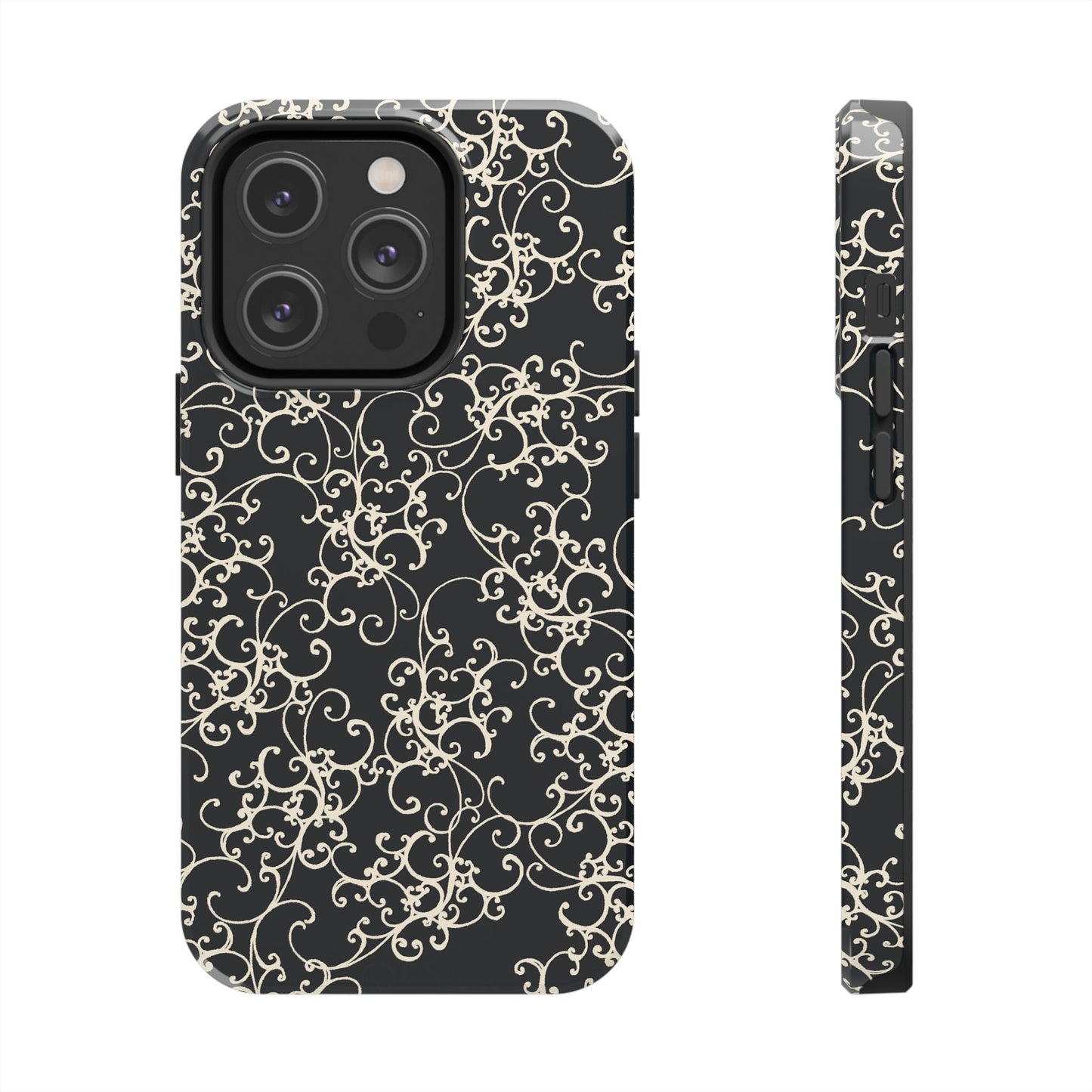 Elegant Scroll Black / Ivory Phone Case