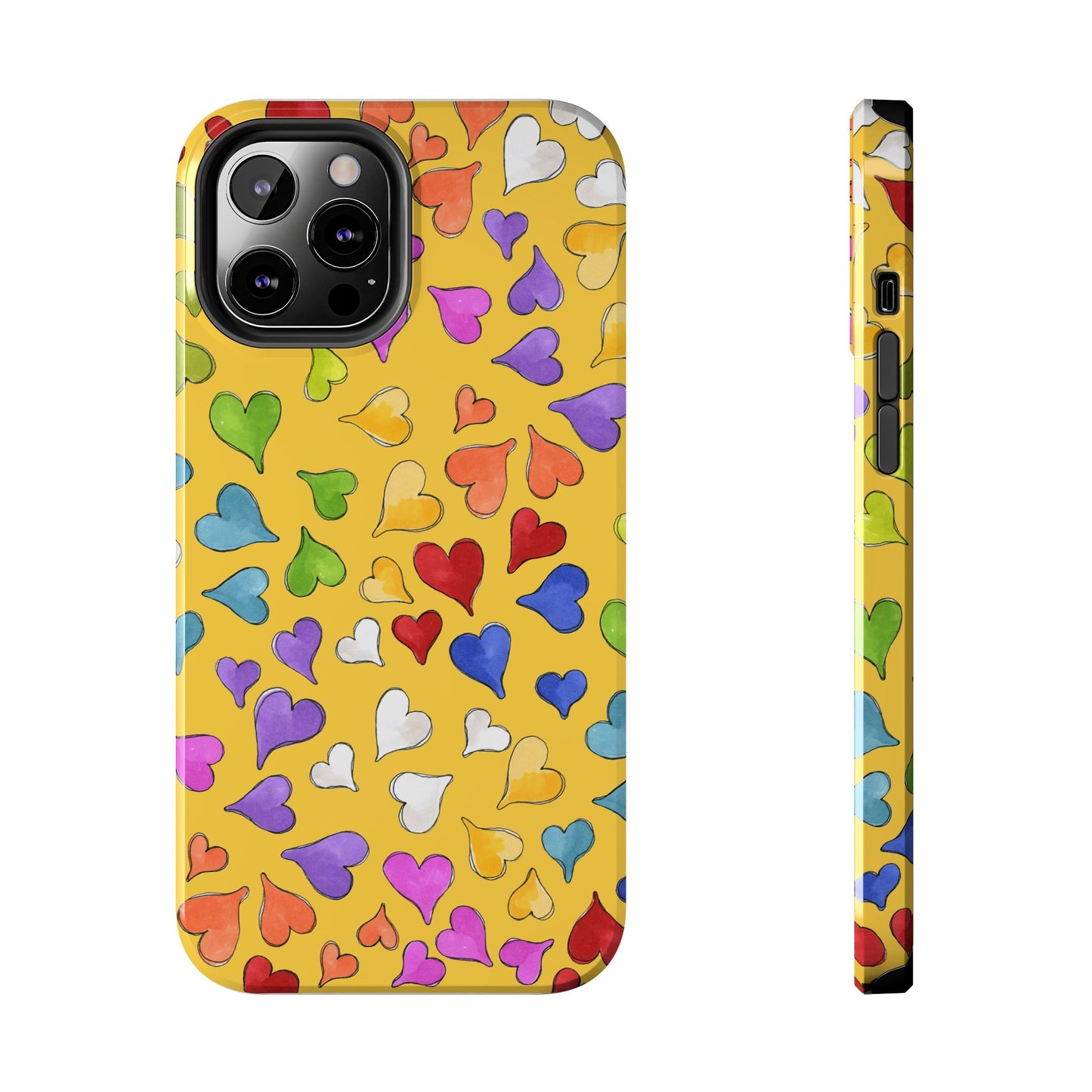 Happy Hearts Yellow Phone Case