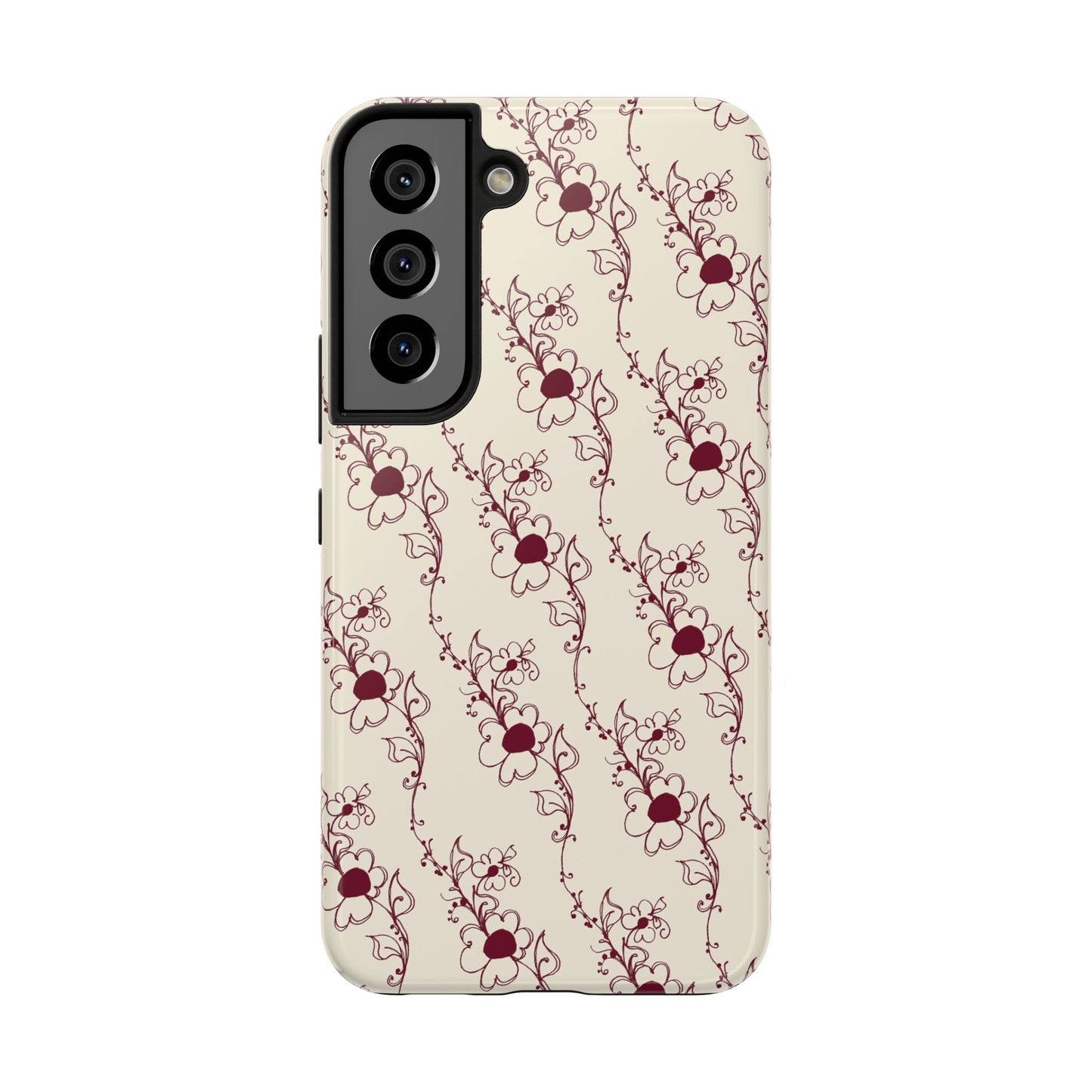 Diagonal Daisies Ivory / Red Phone Case