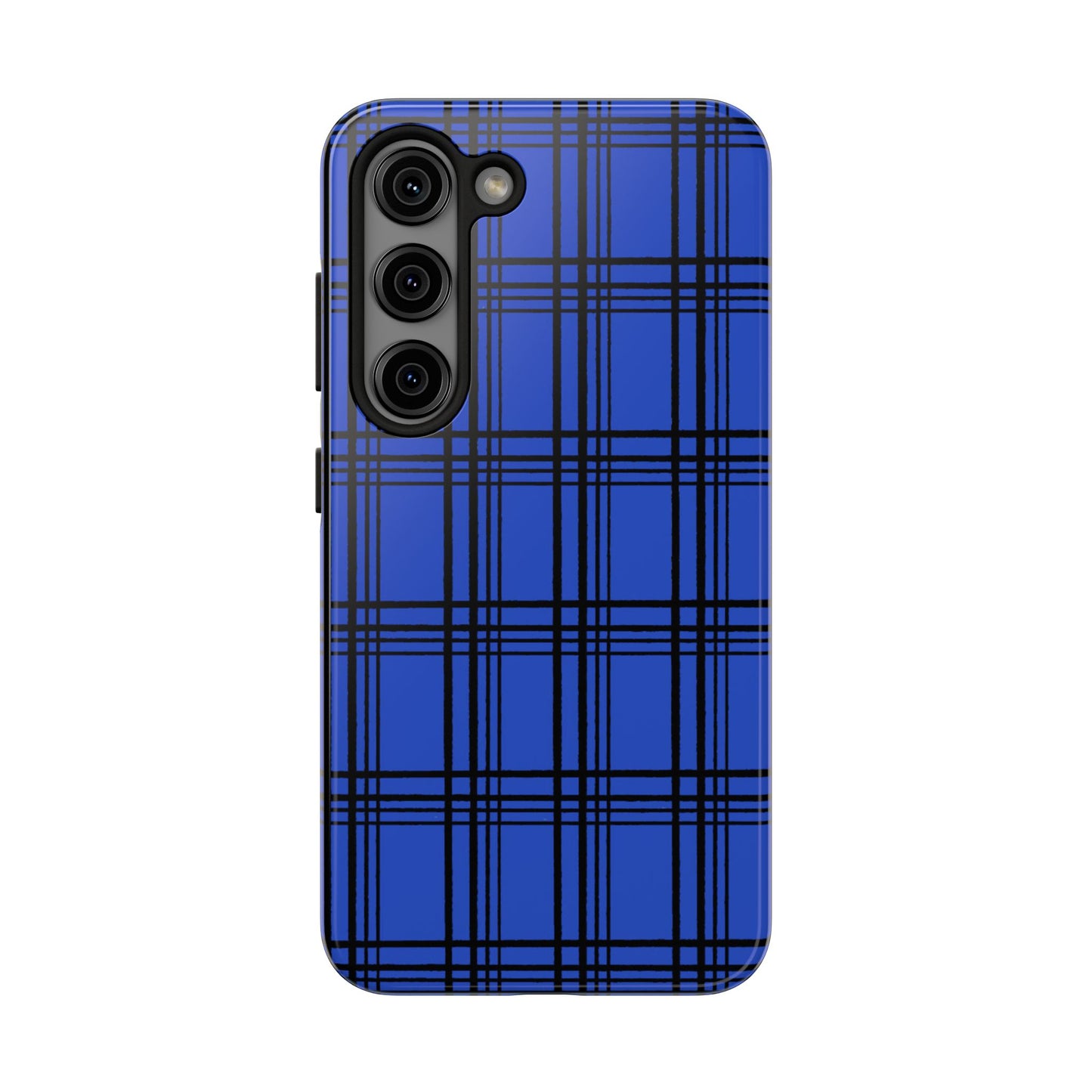 Glad Plaid Blue / Black Phone Case