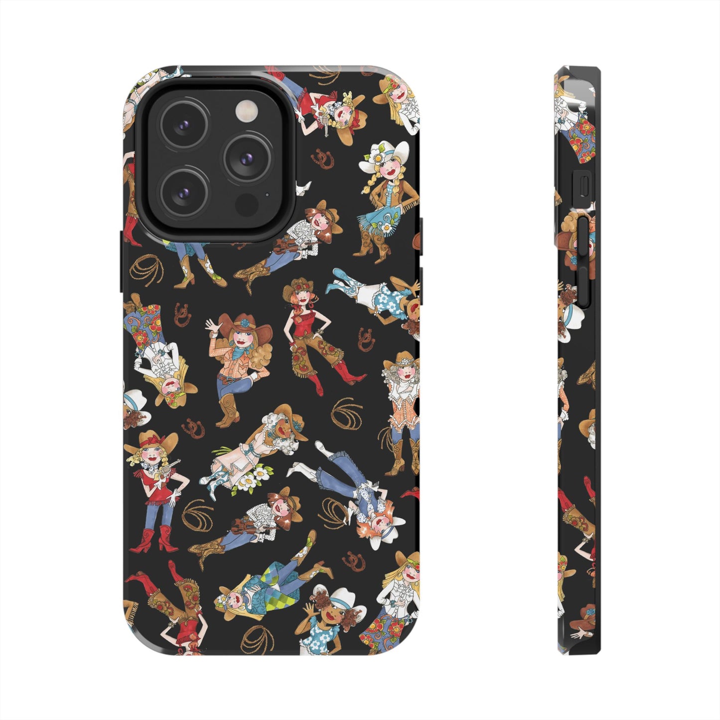 Tossed Cowgirls Black Phone Case