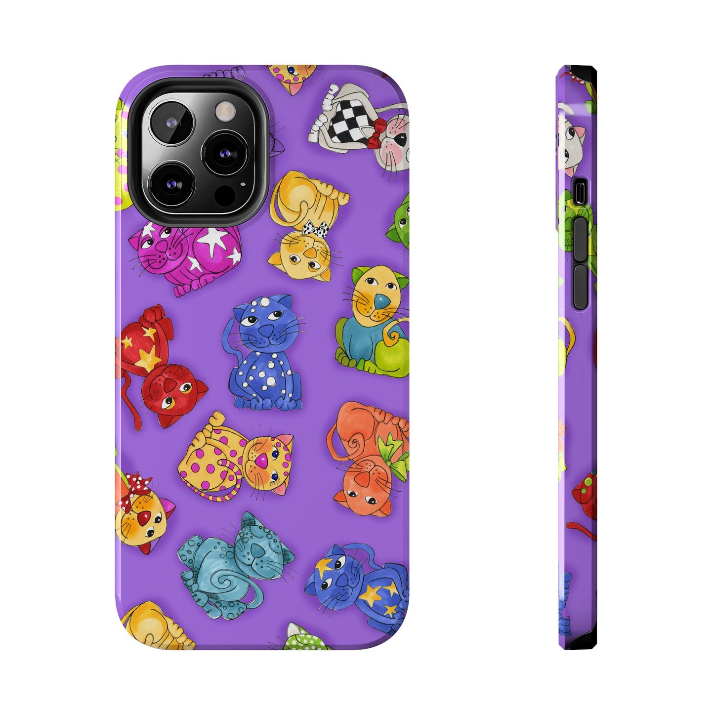 Tossed Happy Cats Purple Phone Case