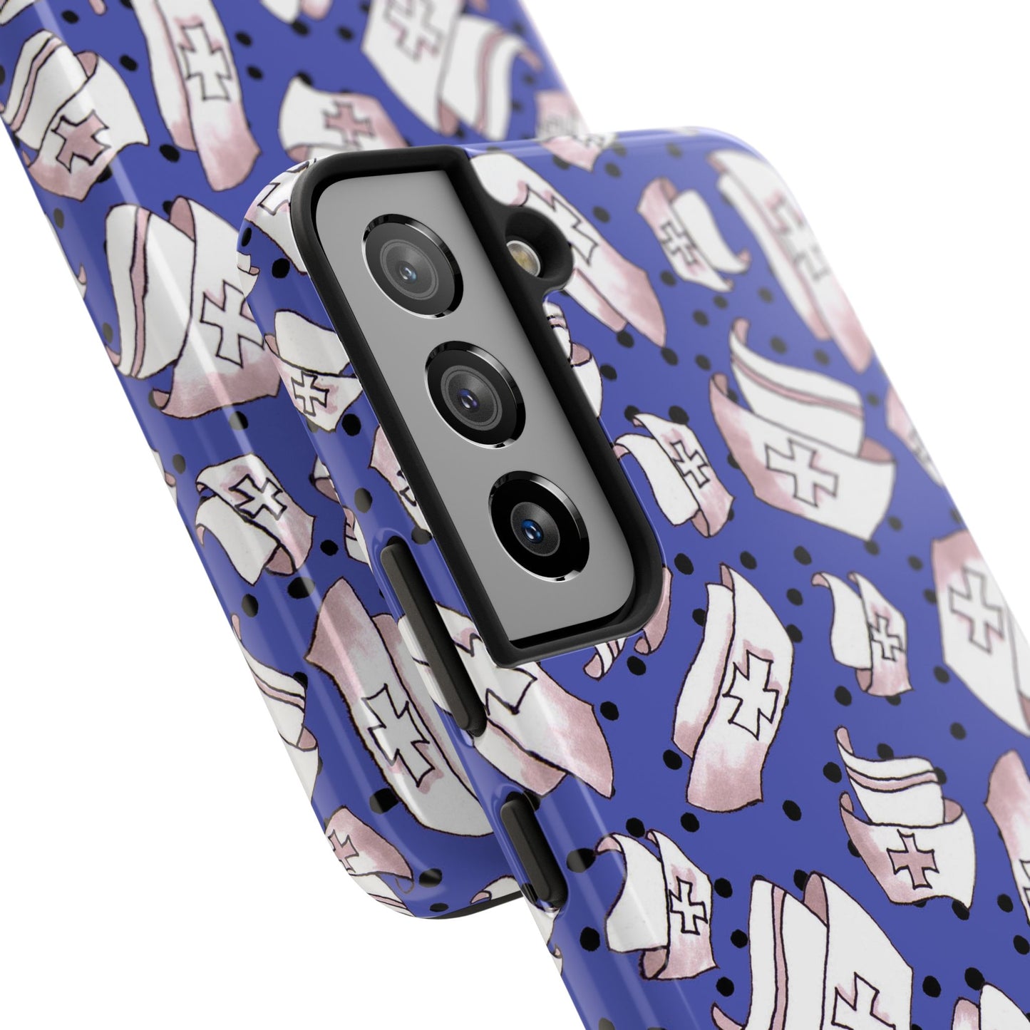 Med Hats Blue / Black Phone Case