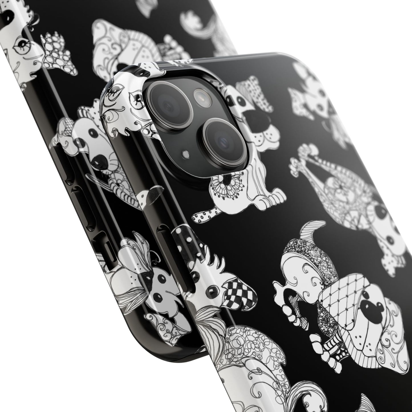 Doodle Dogs Black Phone Case