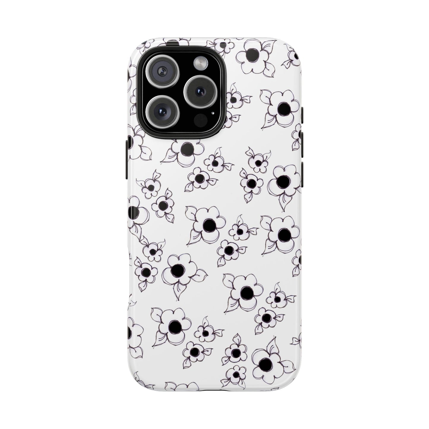 Daisy Cluster White / Black Phone Case
