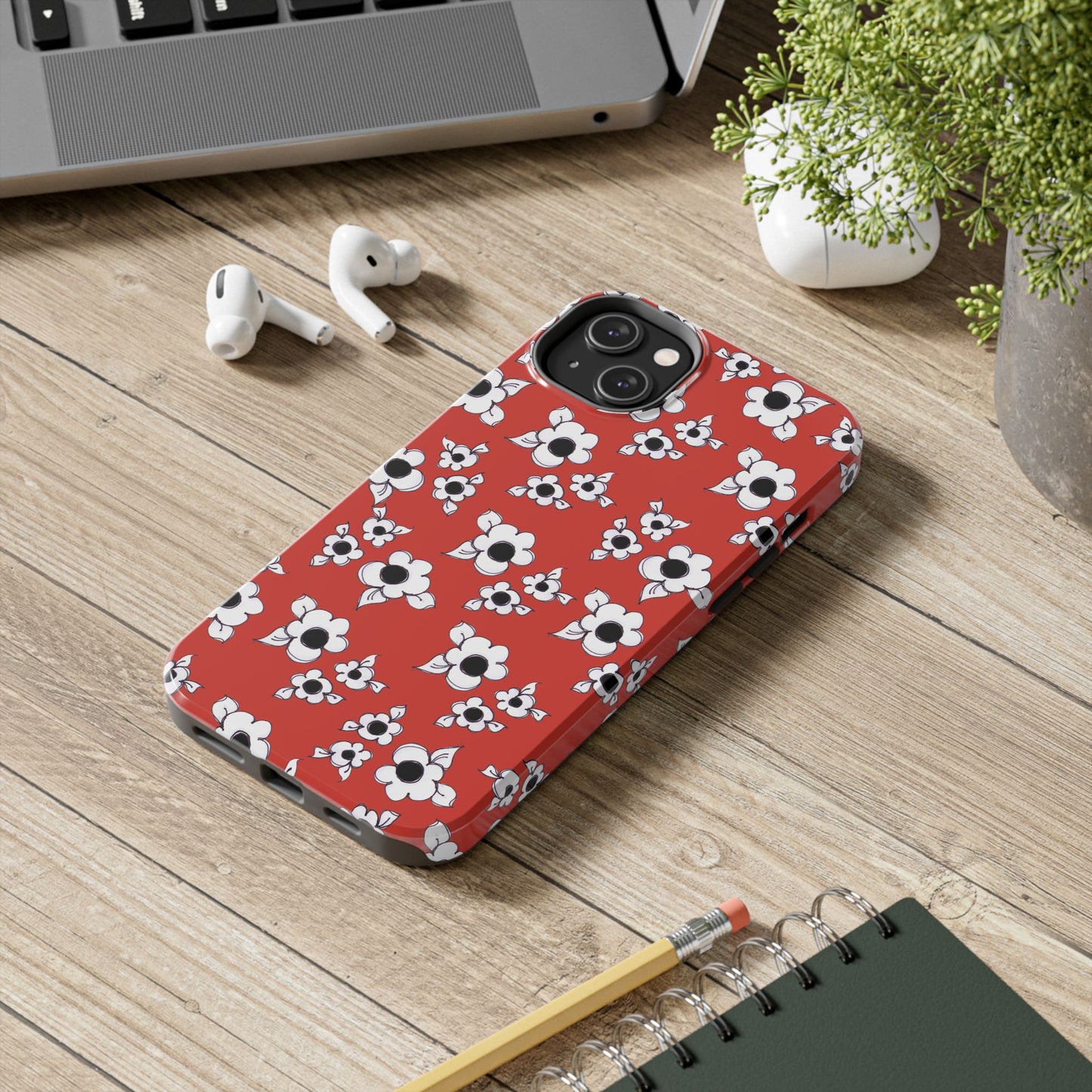 Daisy Cluster Red / Black Phone Case